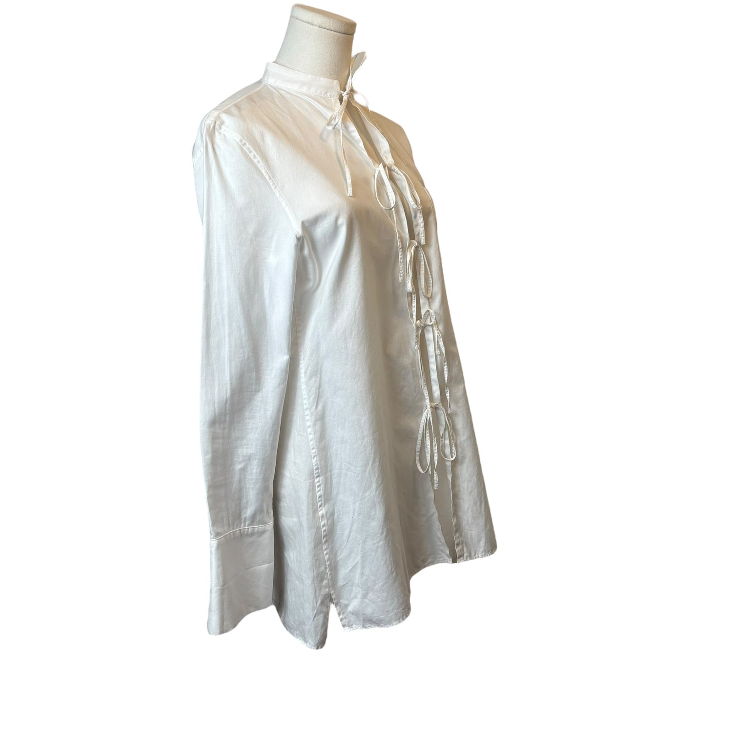 Y’s Yohji Yamamoto White Front Tie Top