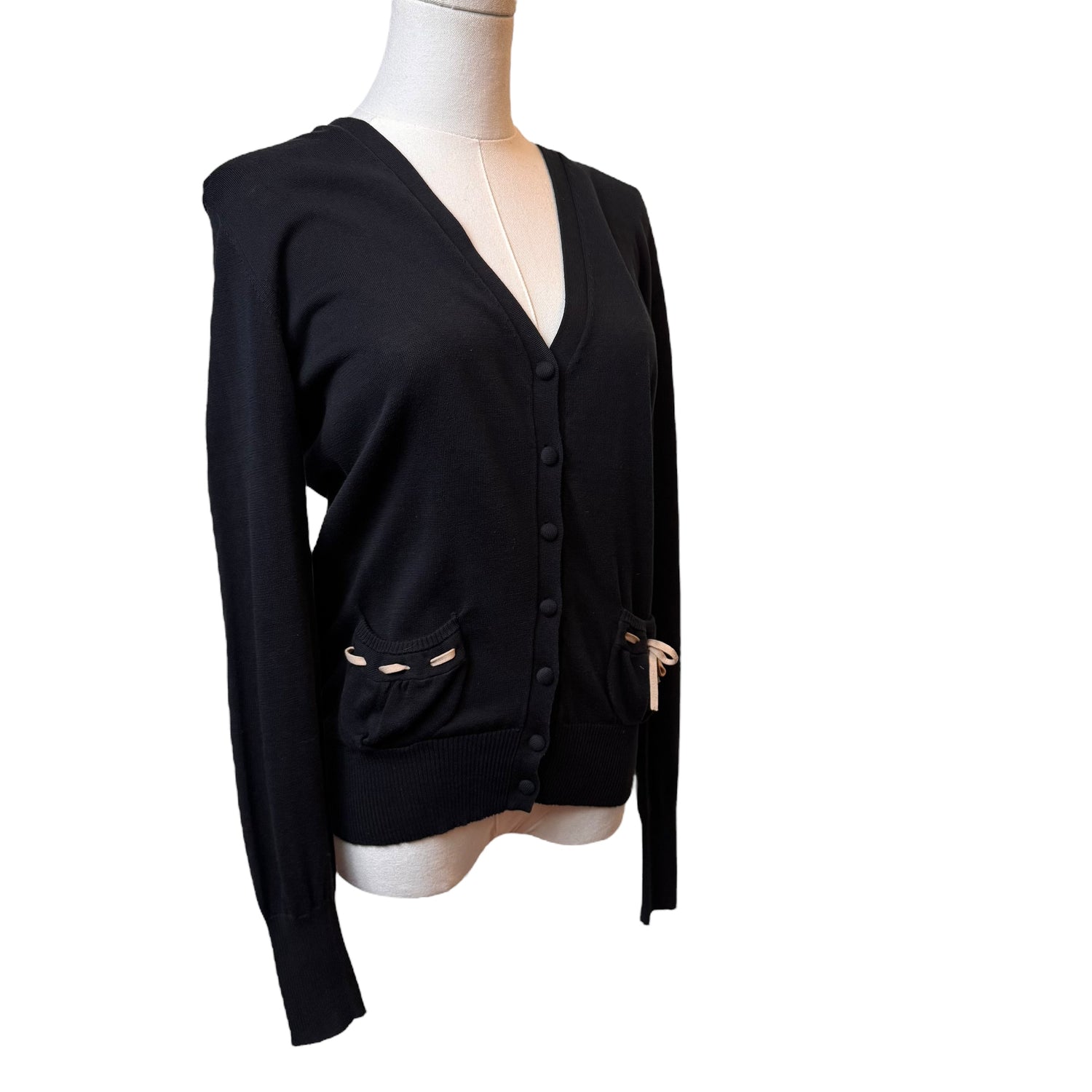 Fendi Black Cardigan with Bow Detailing