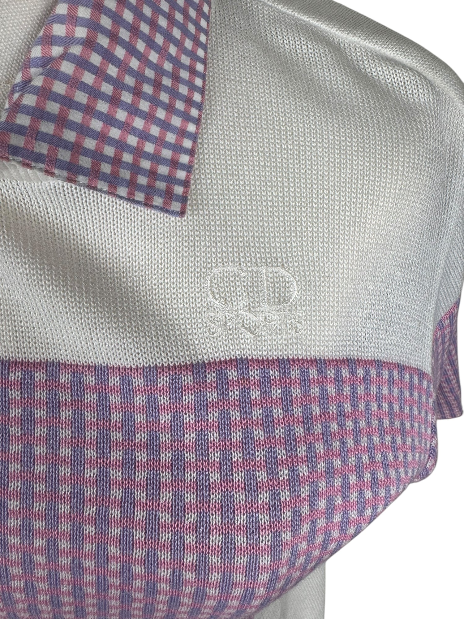 Christian Dior Sports White and Purple Knit Polo