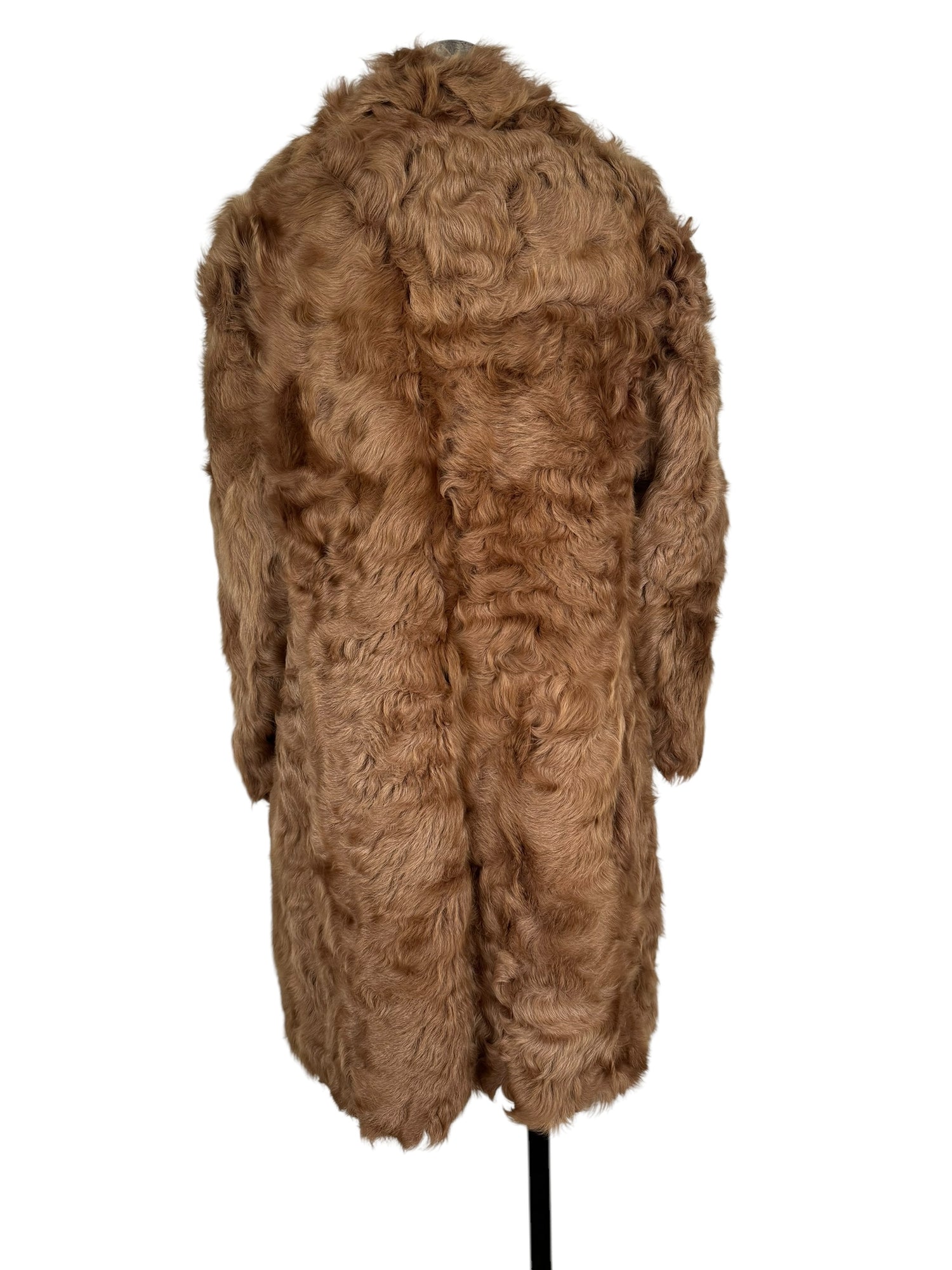 Vintage Brown Curly Lamb Fur Coat