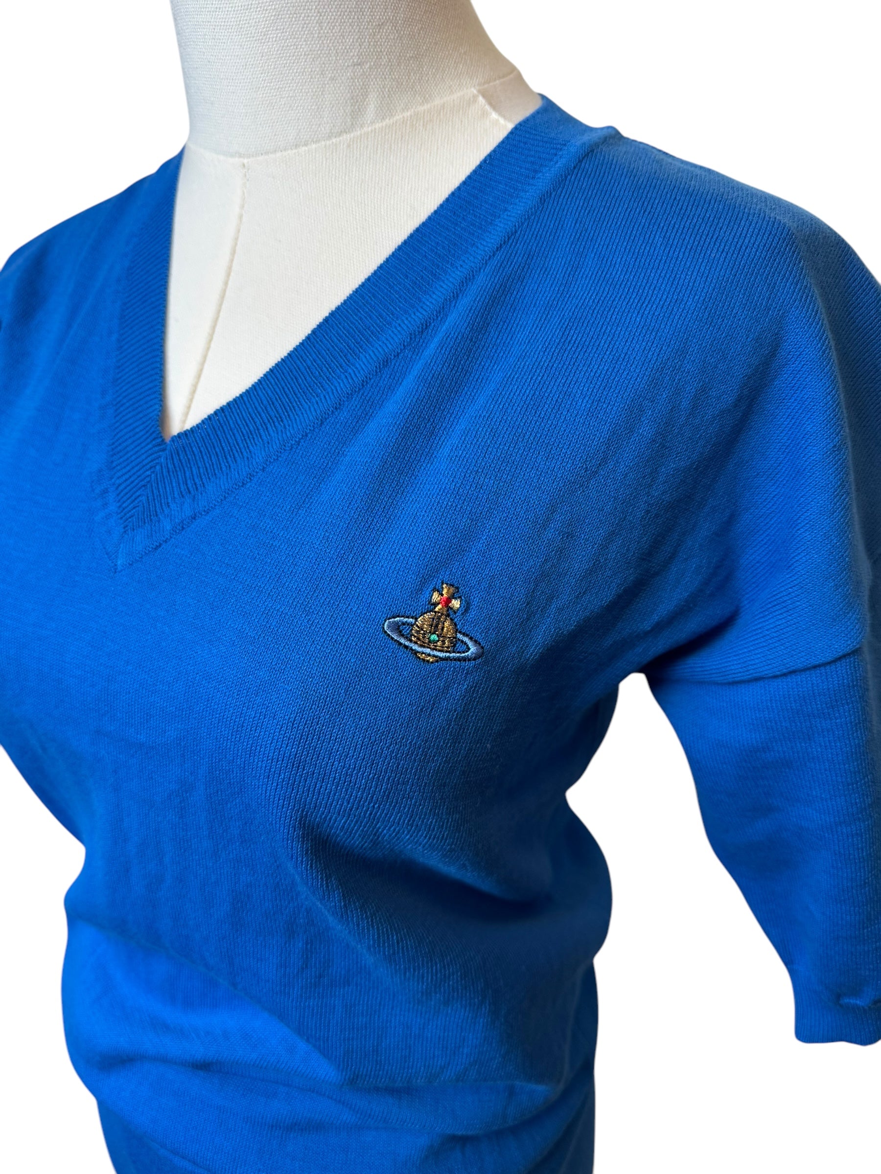 Vivienne Westwood Blue V-Neck Sweater Dress