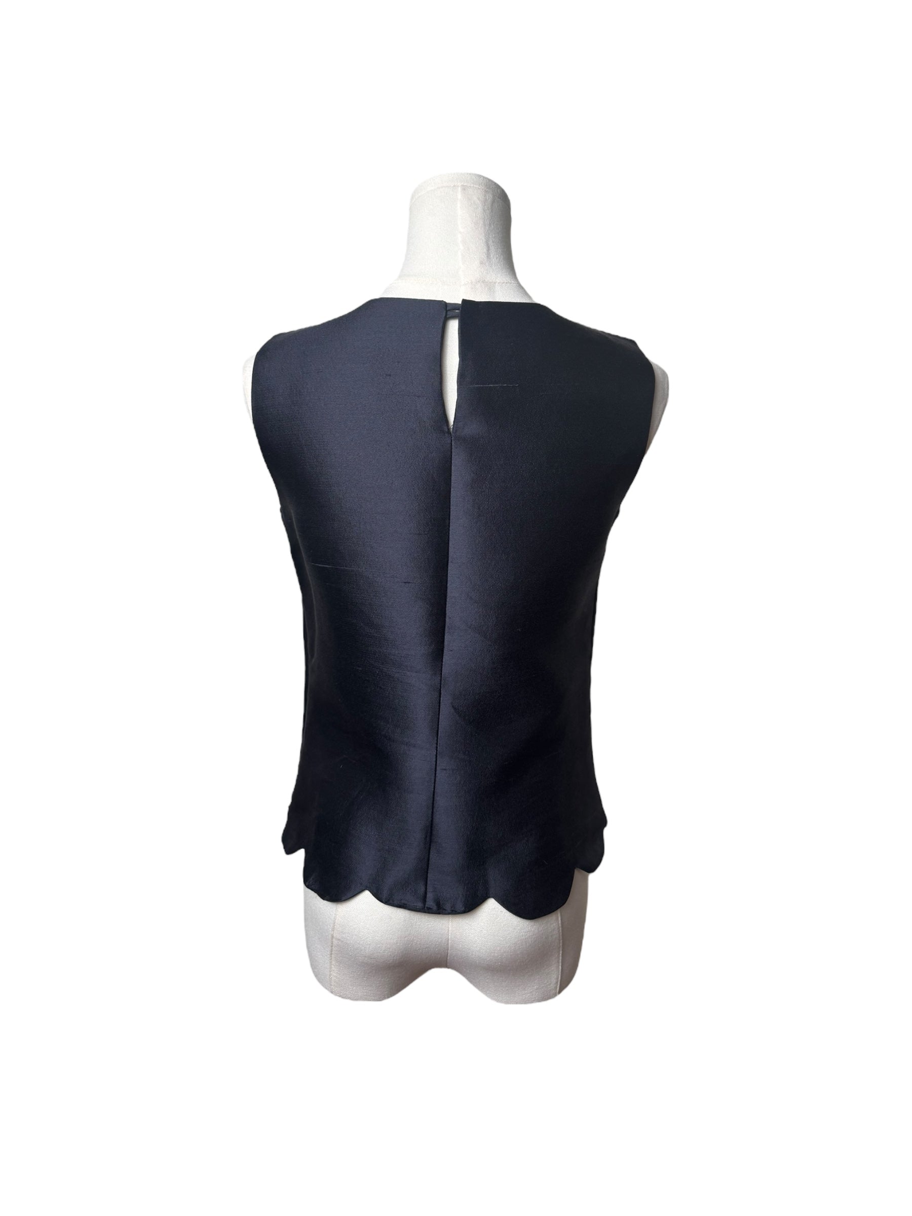 Miu Miu Black Silk Scalloped Silk Tank