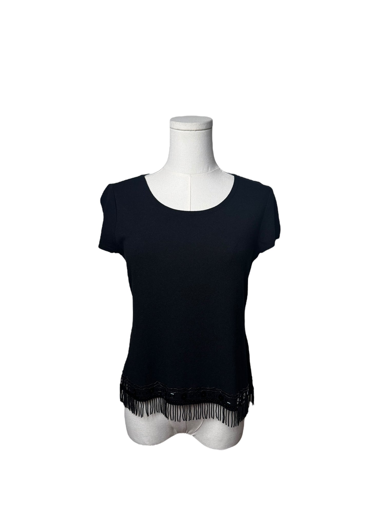 Yves Saint Laurent Black Beaded Fringe Top