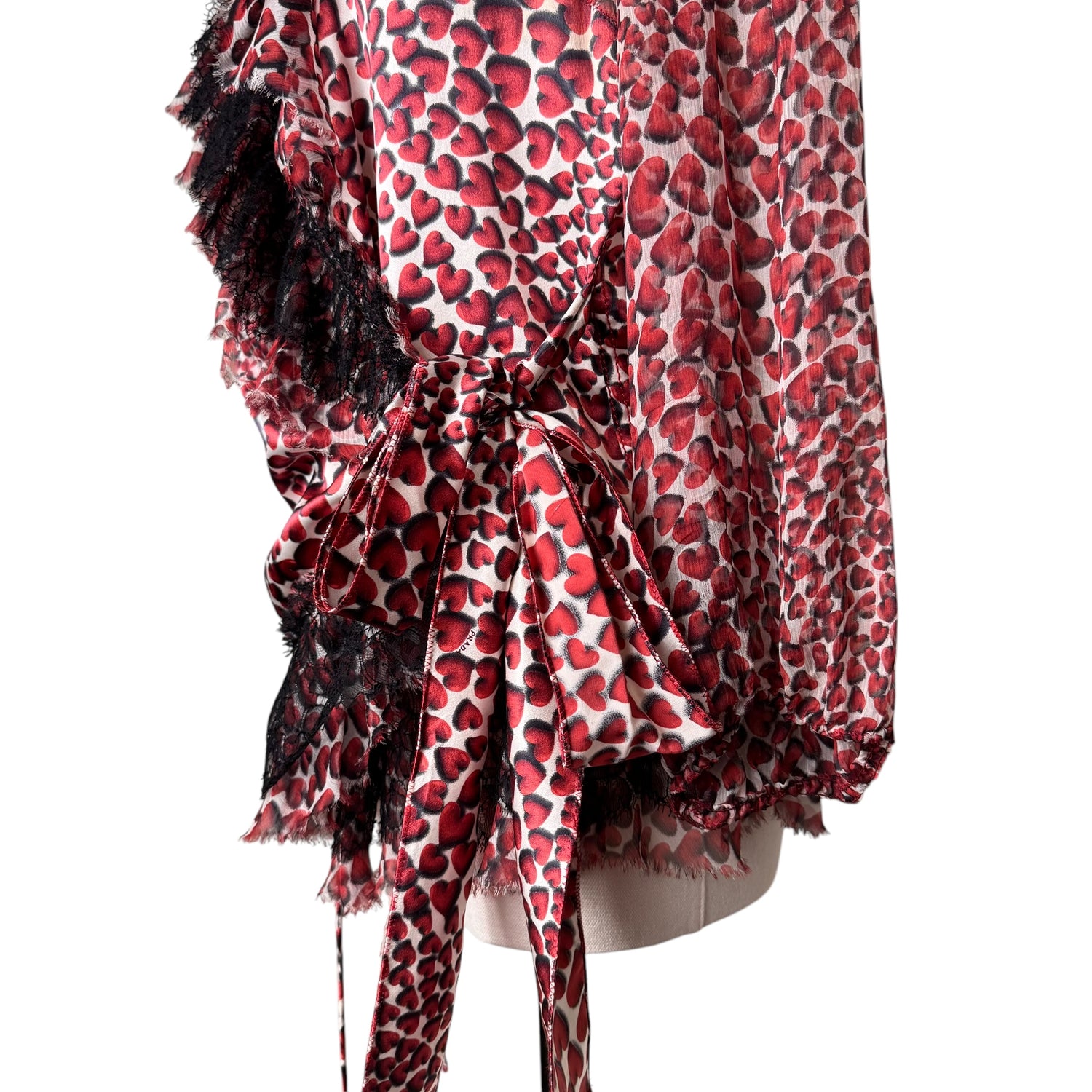Prada 2000's Red Heart Print Long Sleeve