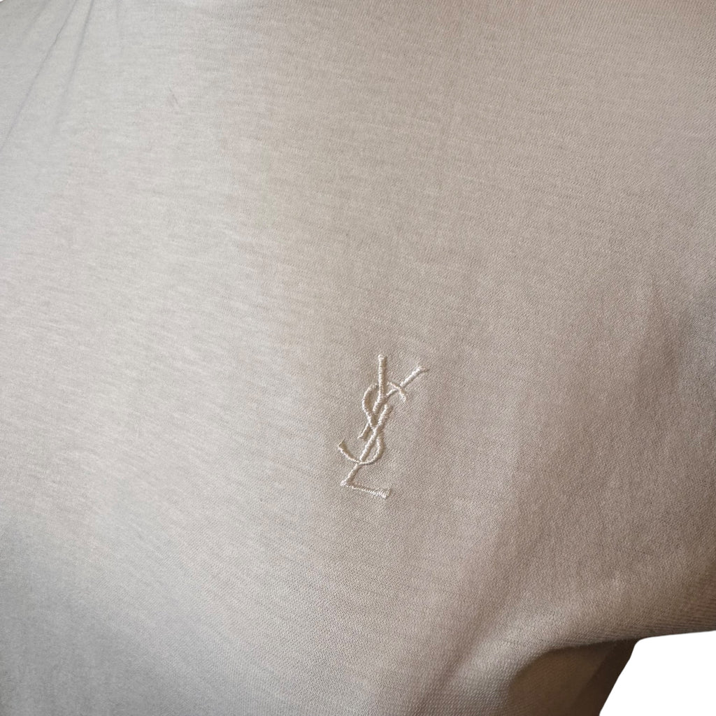 YSL White Mockneck T-Shirt
