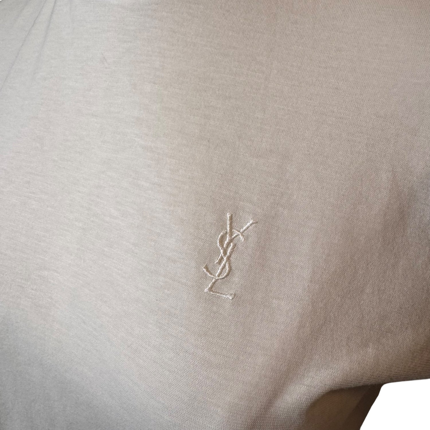 YSL White Mockneck T-Shirt