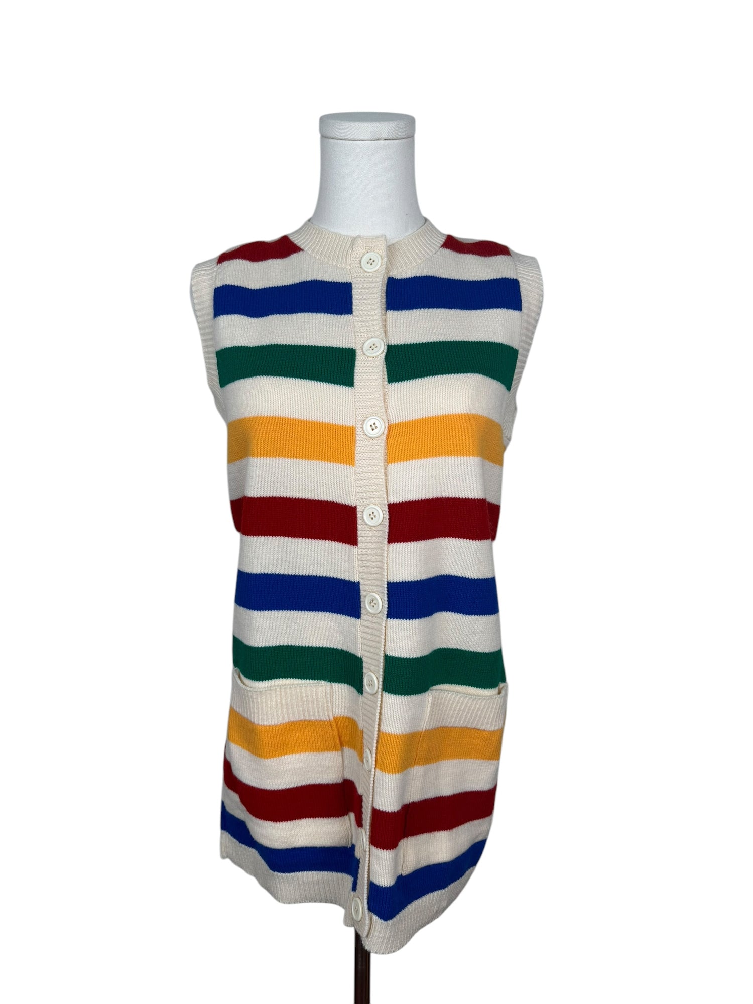 Vintage 80s Striped Multicolor Knit Vest