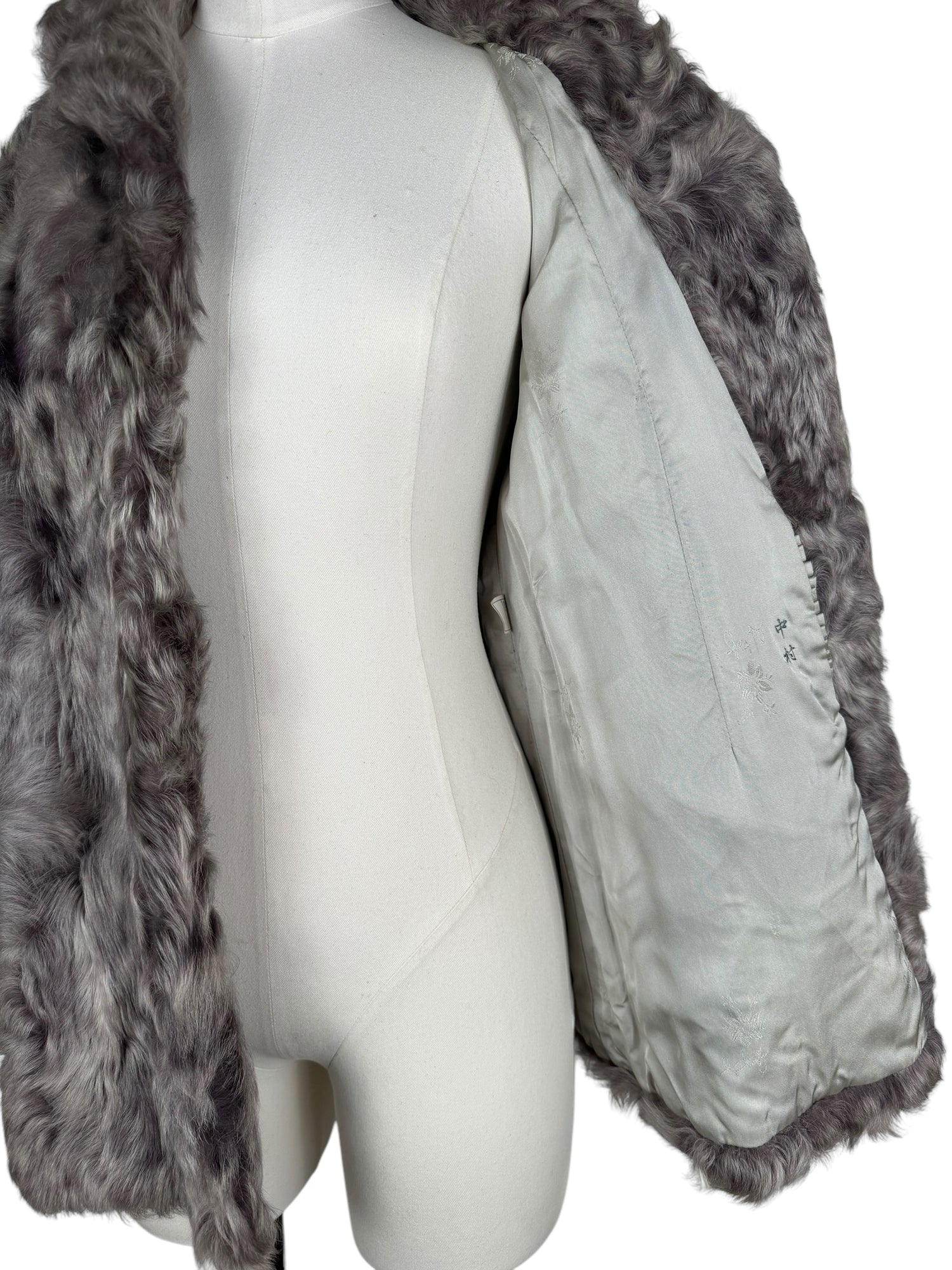 Vintage Grey Lamb Fur Coat