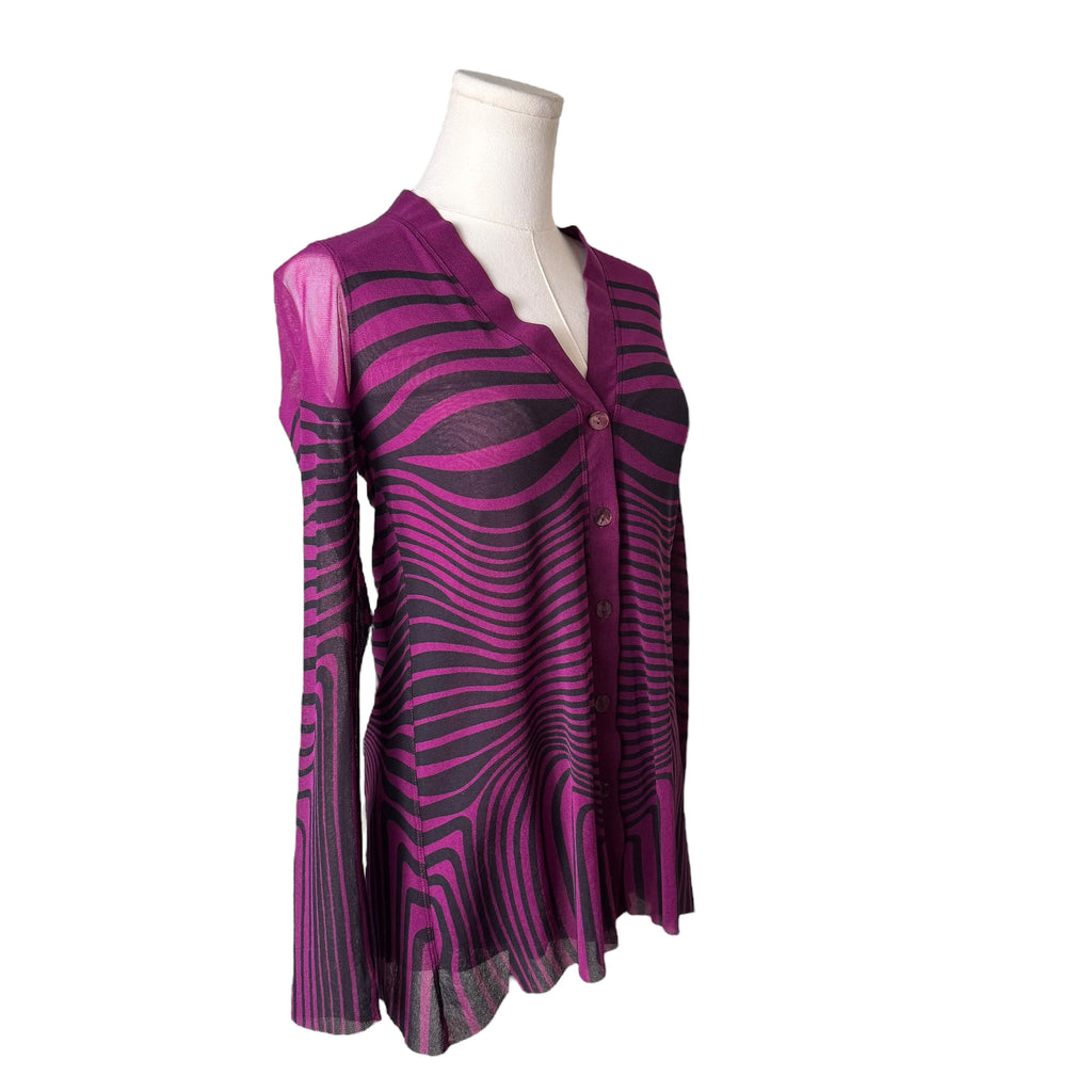 JPG Black/Purple Mesh Striped Cardigan
