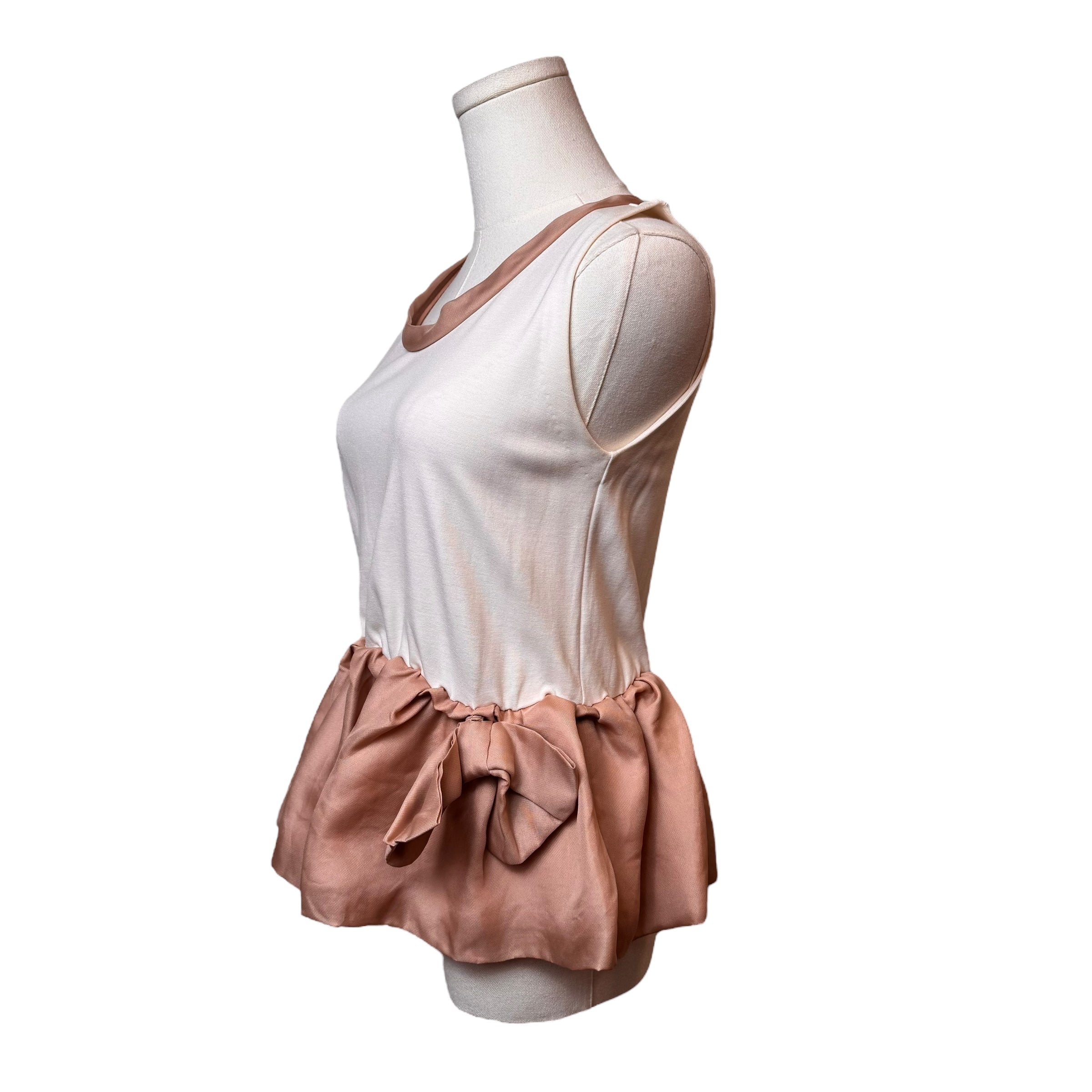 Miu Miu White/Pink Peplum Top