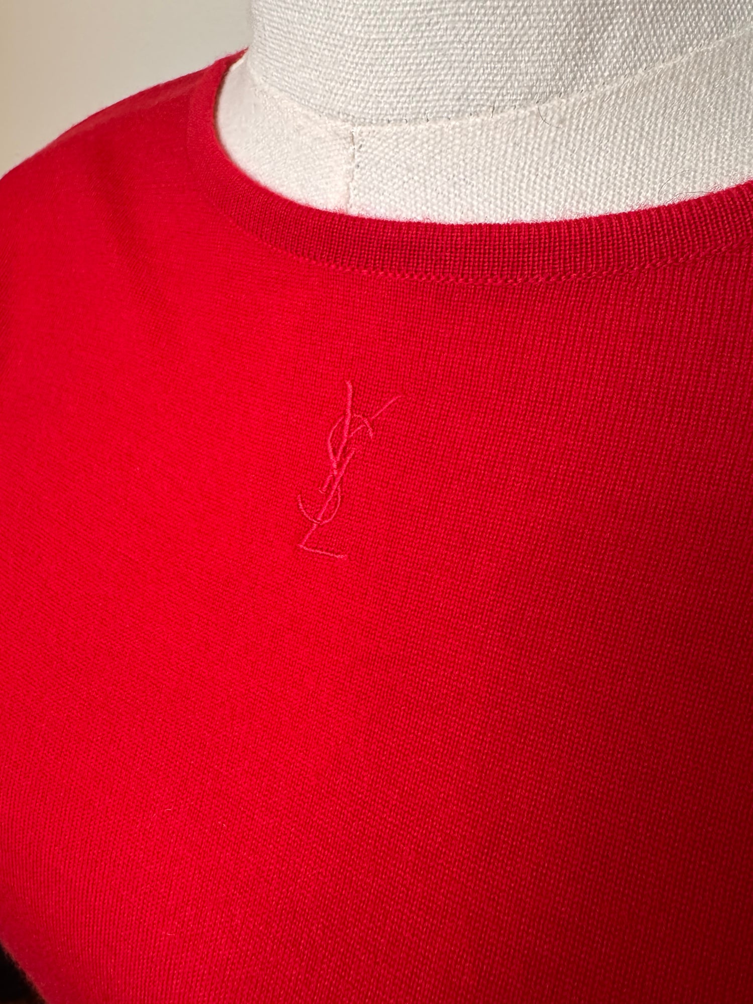 YSL Red Knit Long Sleeve Top