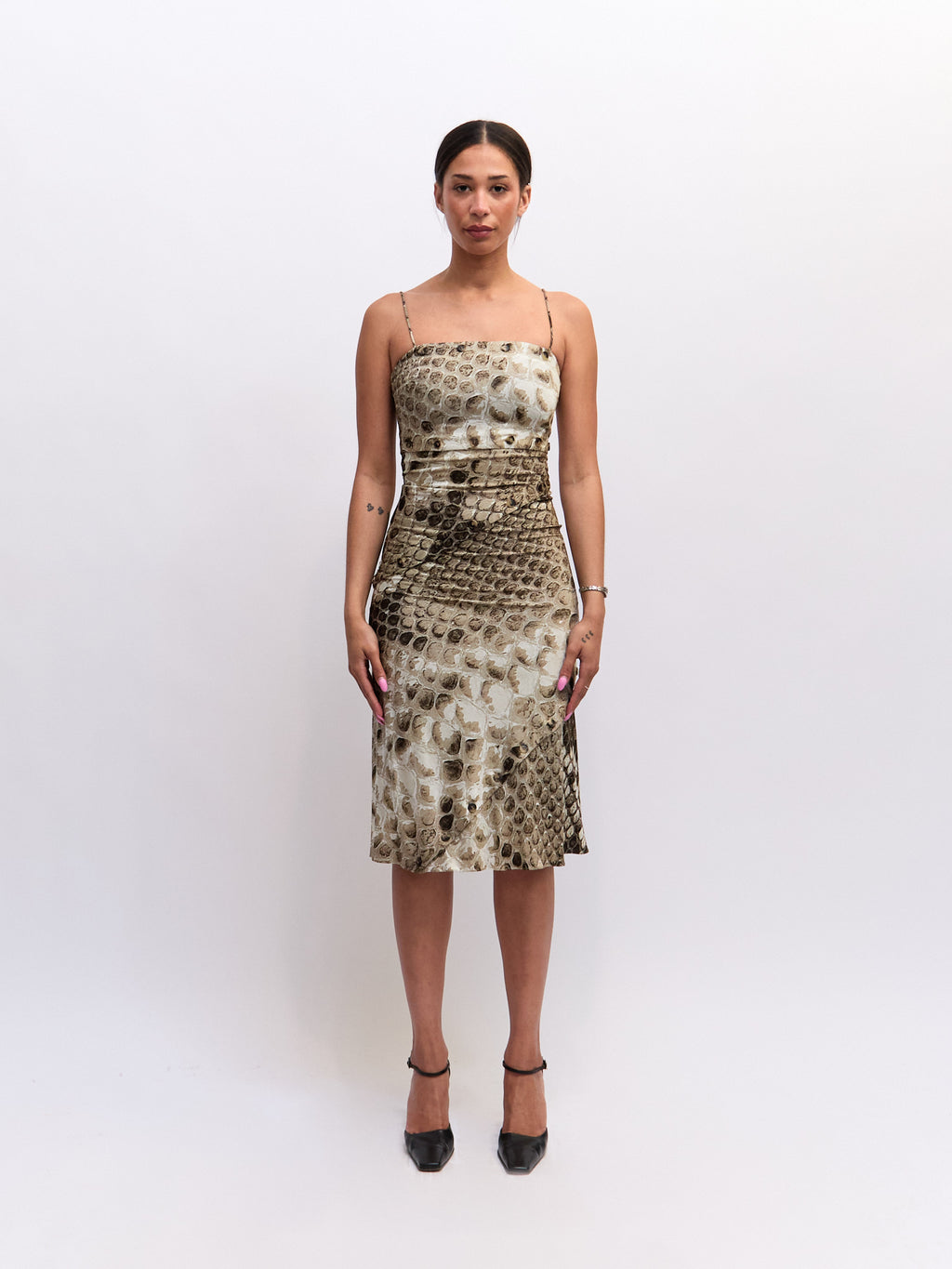 Roberto Cavalli Snakeskin Button Up Dress