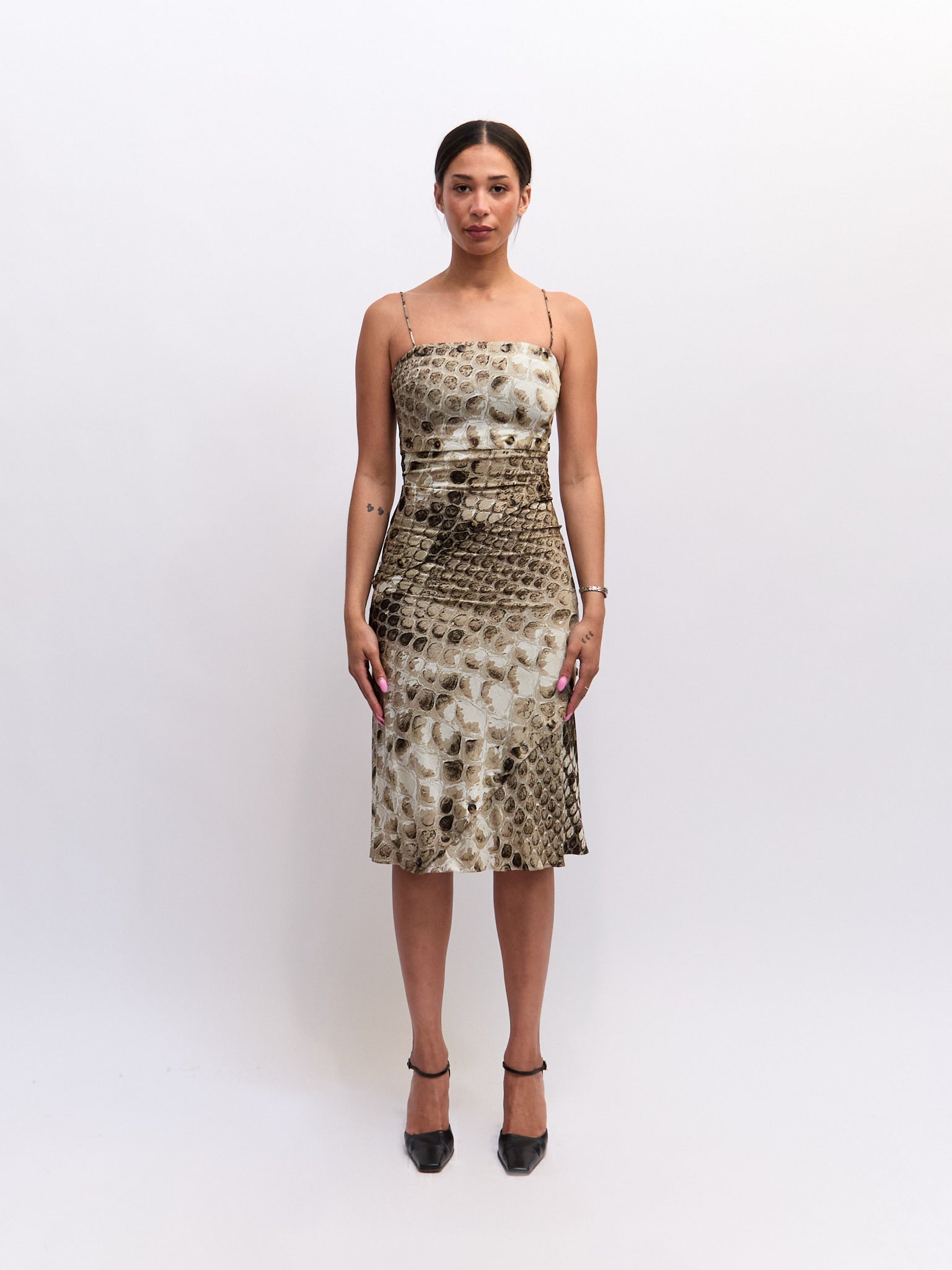 Roberto Cavalli Snakeskin Button Up Dress