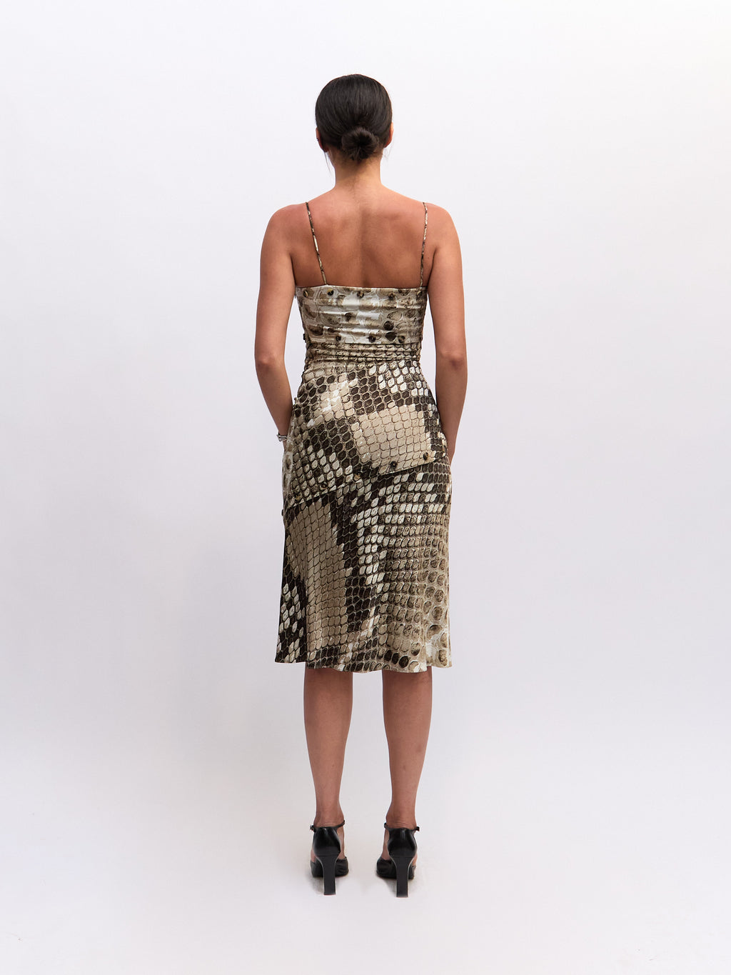 Roberto Cavalli Snakeskin Button Up Dress