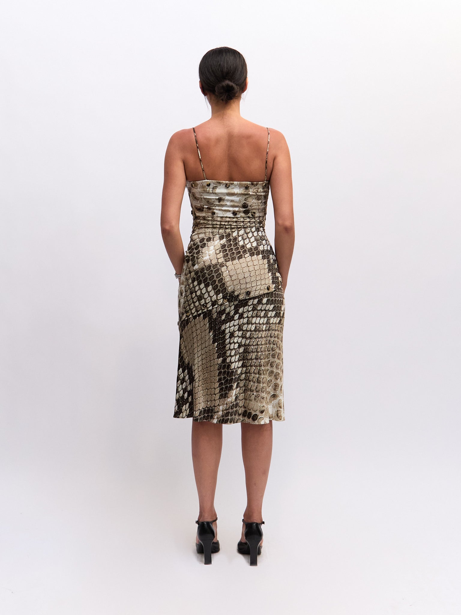 Roberto Cavalli Snakeskin Button Up Dress