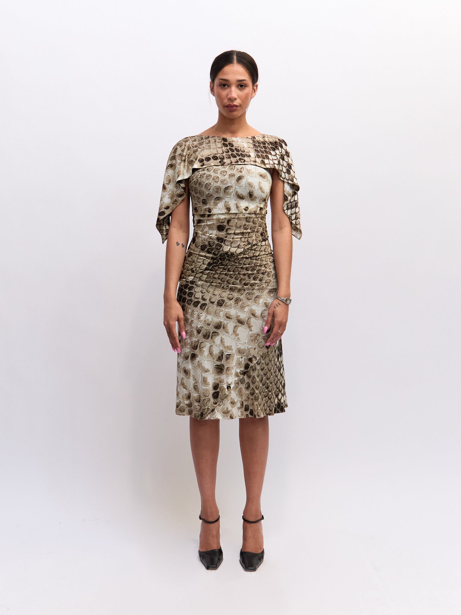 Roberto Cavalli Snakeskin Button Up Dress