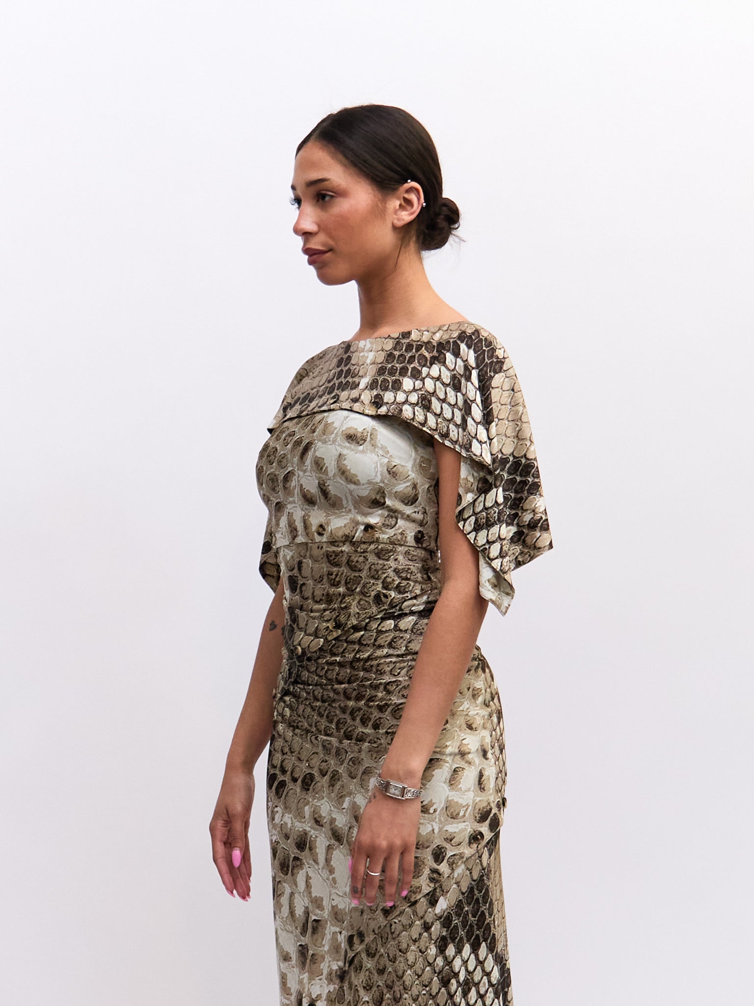 Roberto Cavalli Snakeskin Button Up Dress