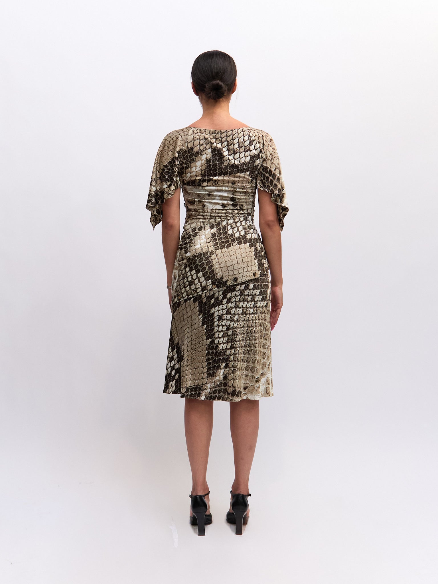 Roberto Cavalli Snakeskin Button Up Dress