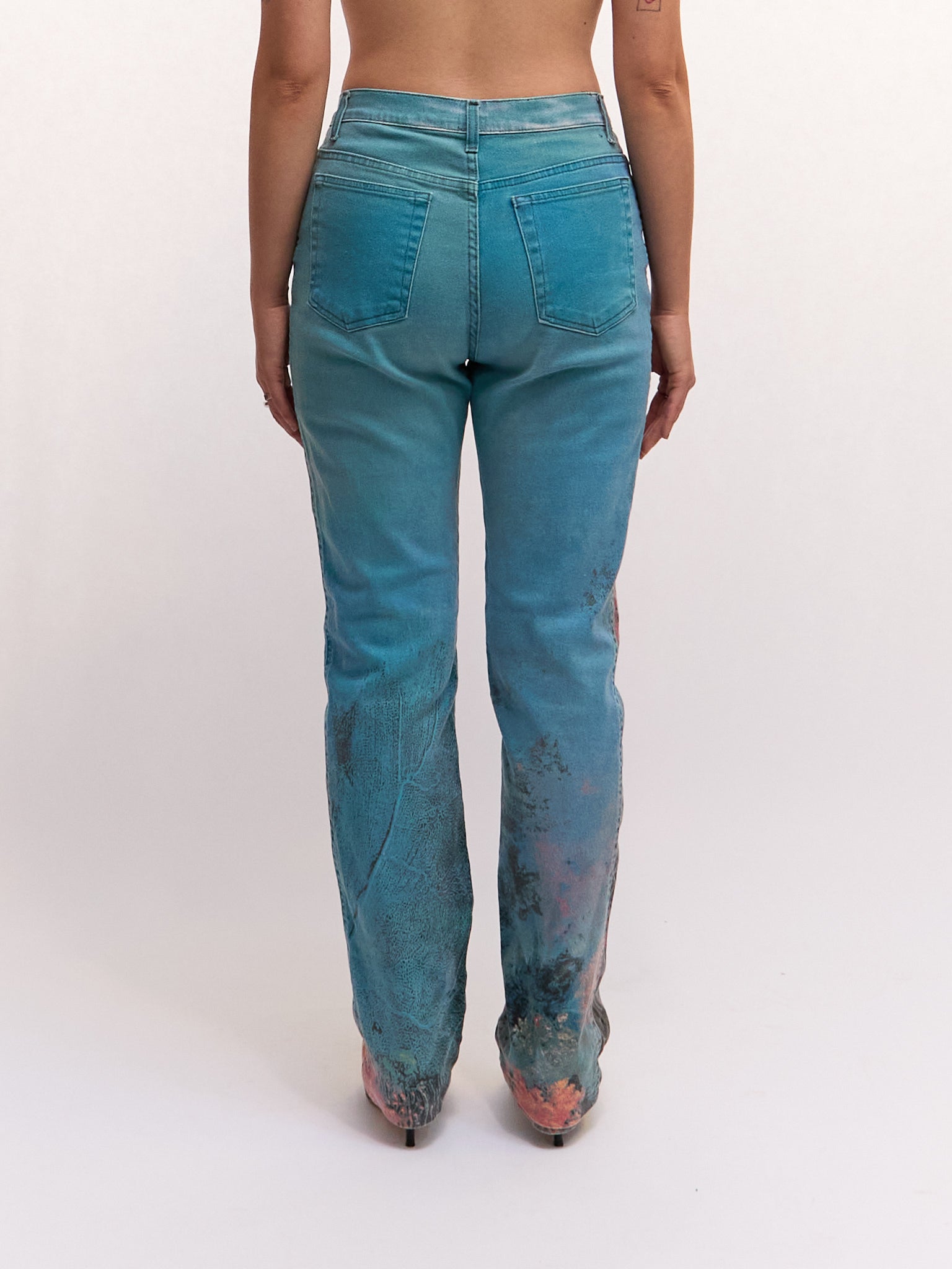 1999 SS Roberto Cavalli Blue Coral Printed Jeans