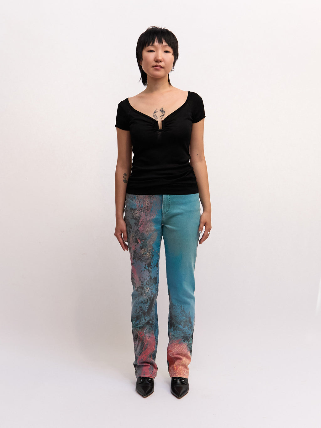 1999 SS Roberto Cavalli Blue Coral Printed Jeans