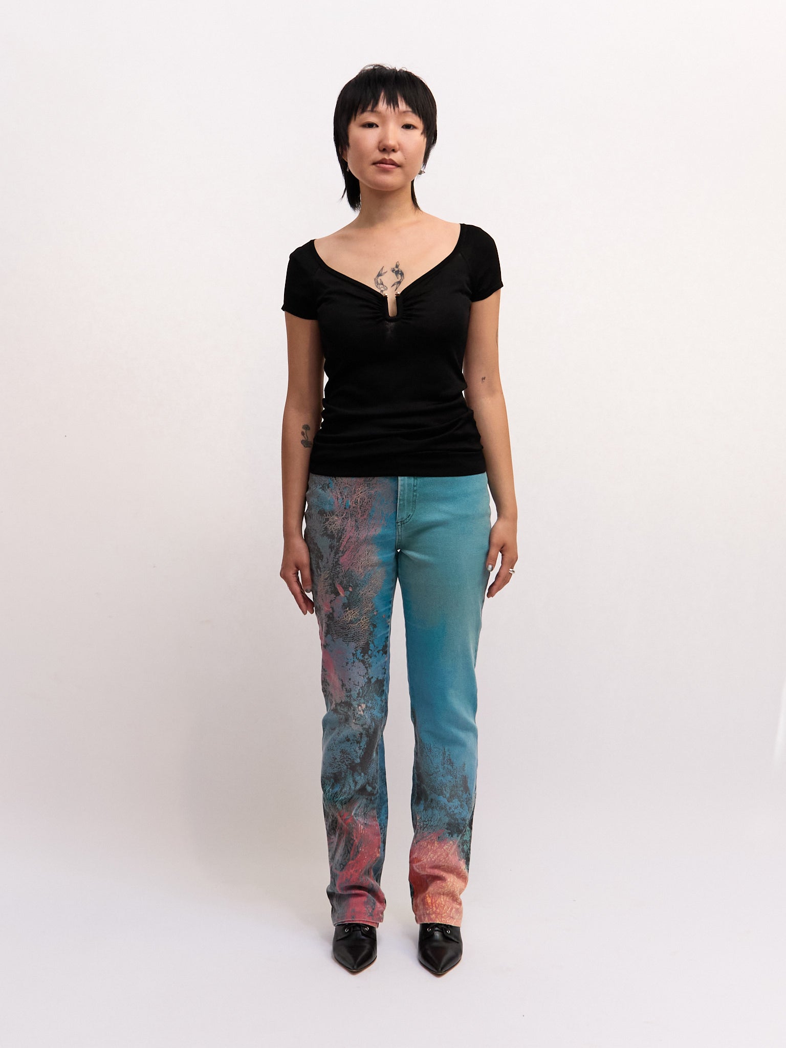 1999 SS Roberto Cavalli Blue Coral Printed Jeans