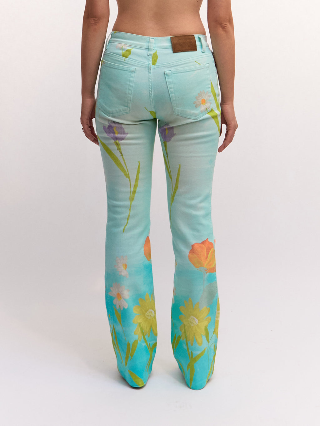 2000's Cavalli Jeans Blue Gradient Floral Jeans Size S W28