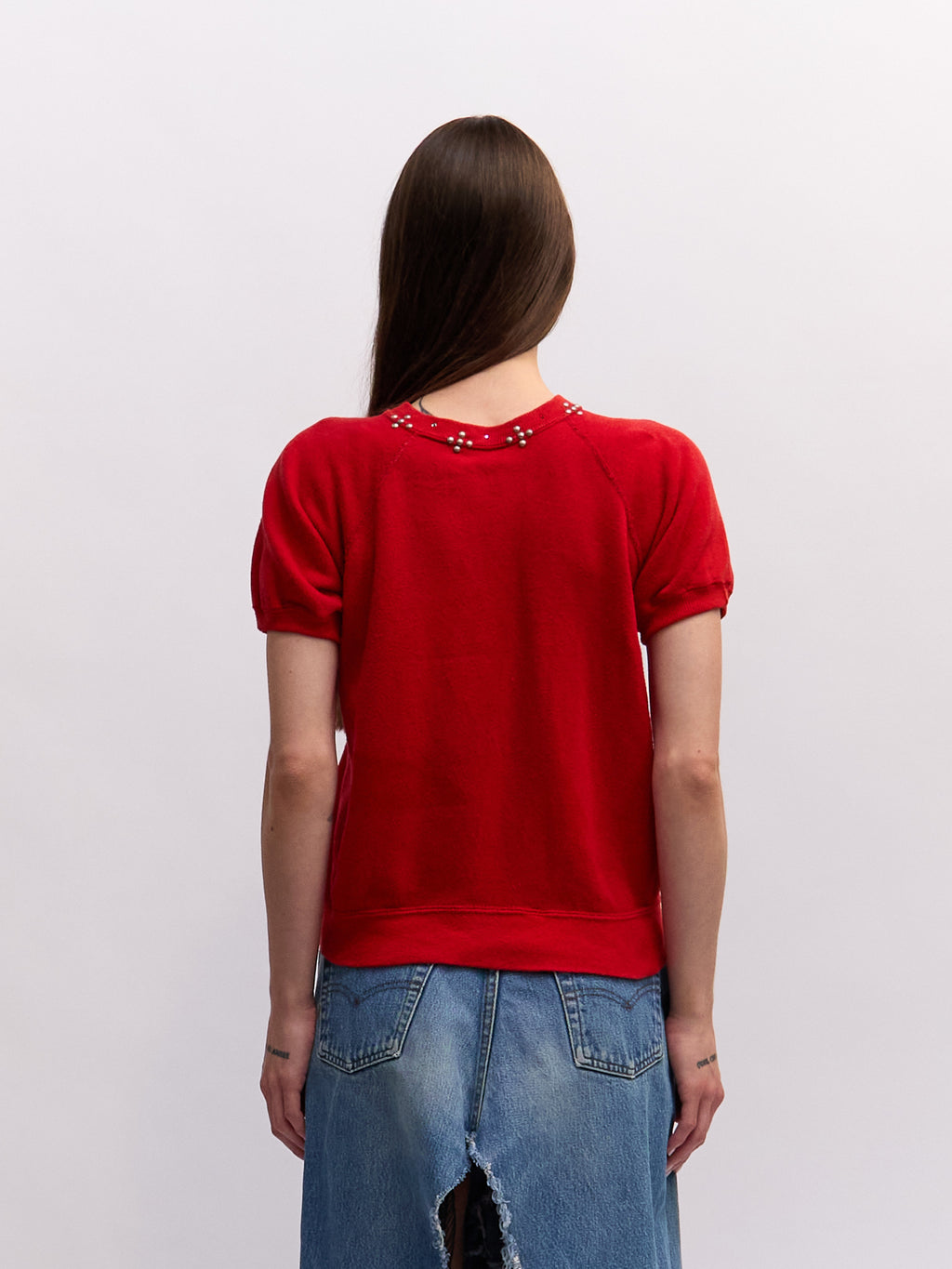 60's Vintage Red Embellished Kansas Graphic Sweater