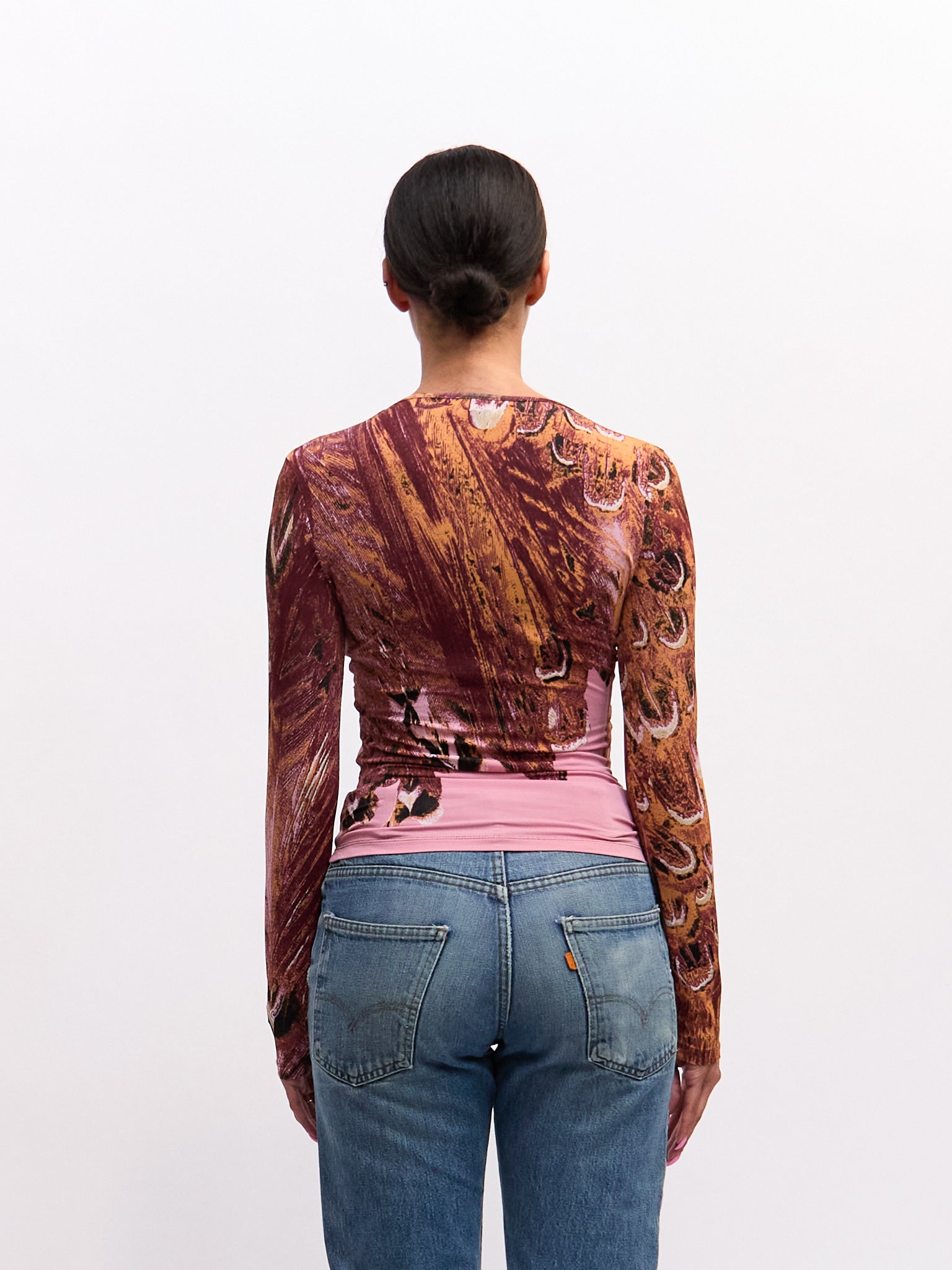 Roberto Cavalli Pink Printed  Feather Top