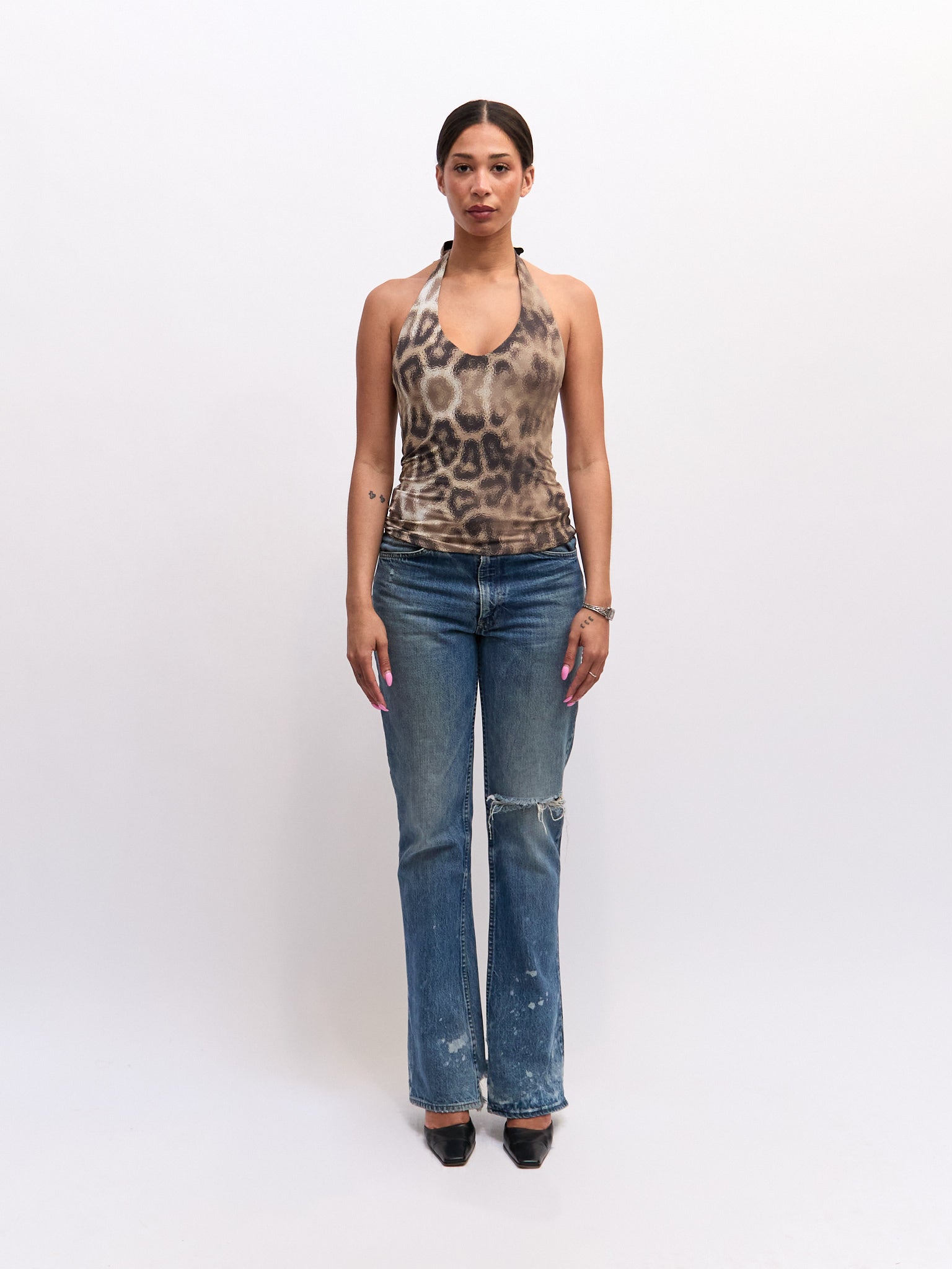 Just Cavalli Hazy Cheetah Print Beach Halter Top