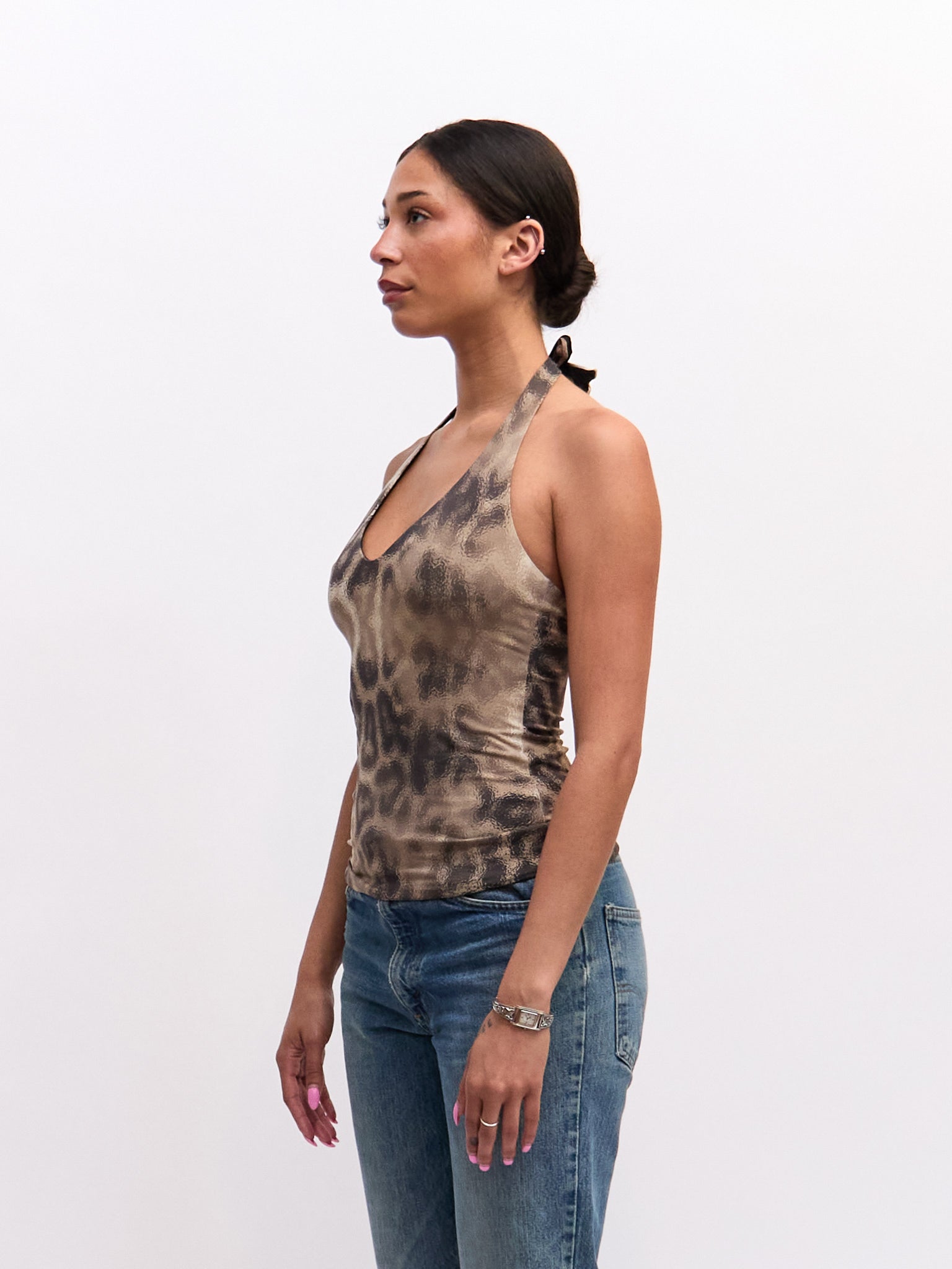 Just Cavalli Hazy Cheetah Print Beach Halter Top
