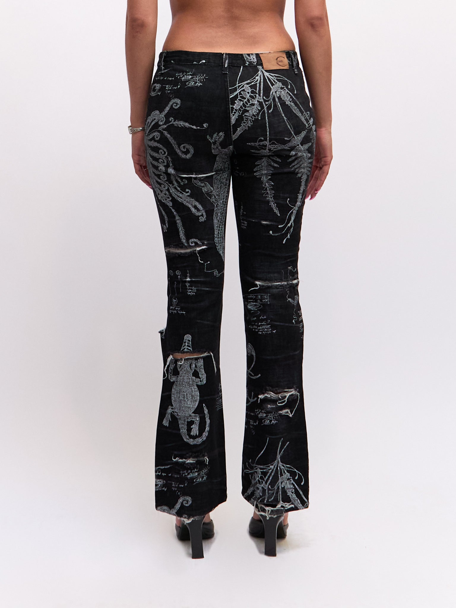 Roberto Cavalli Black Crocodile Print Jeans