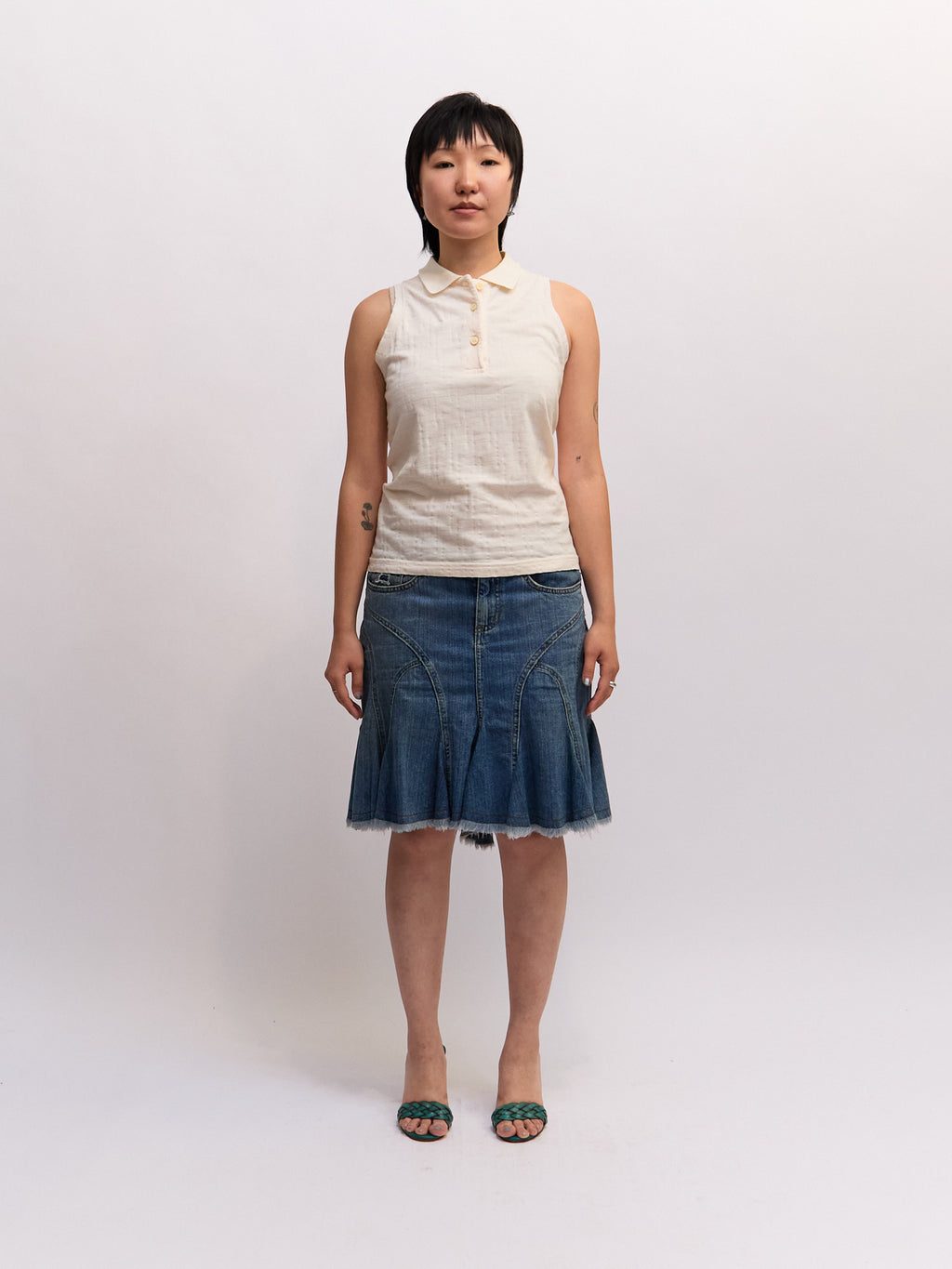 Fendi White Sleeveless Logo Polo Shirt