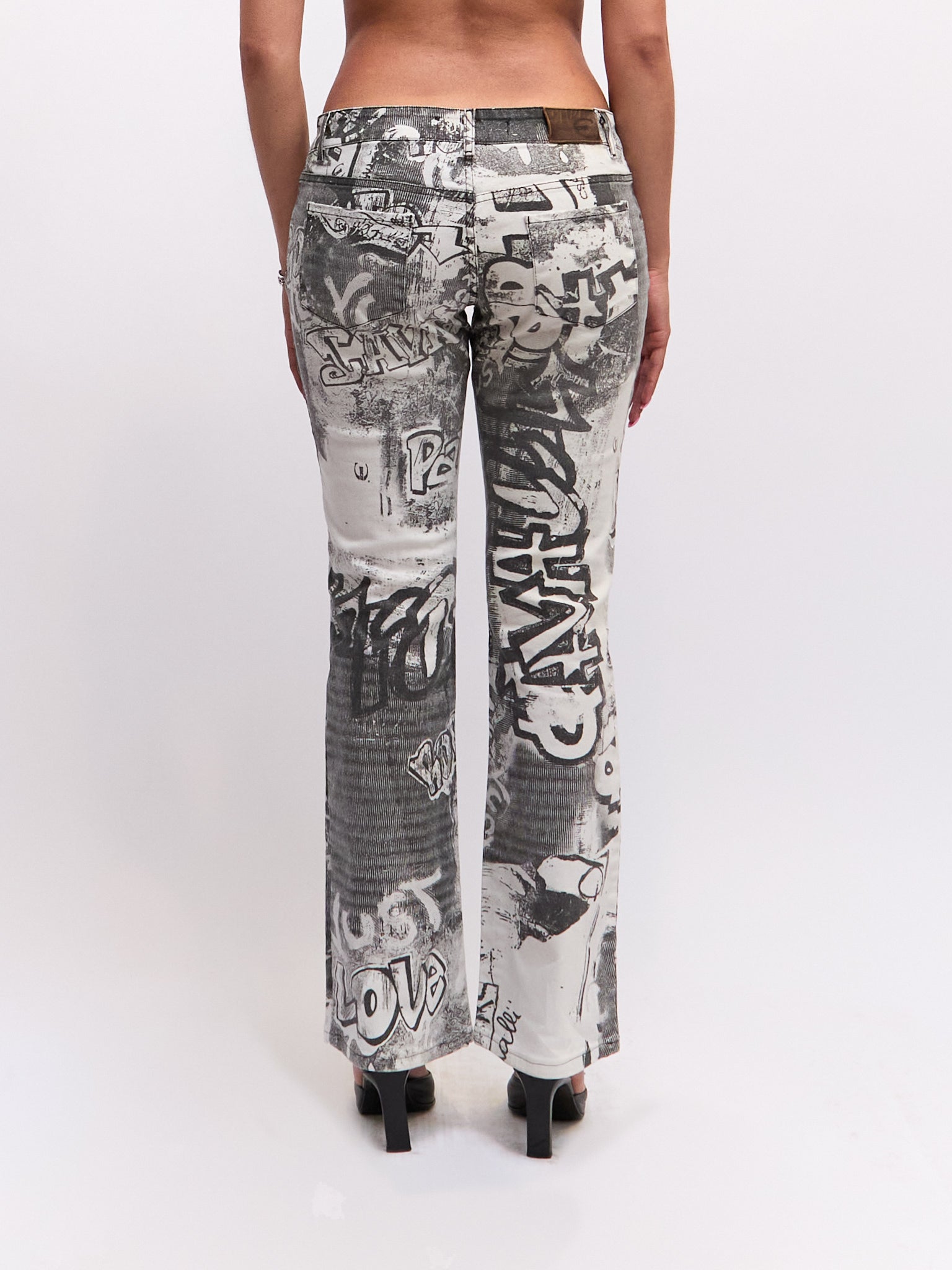Just Cavalli Black and White Graffiti Print Blazer and Jeans Set