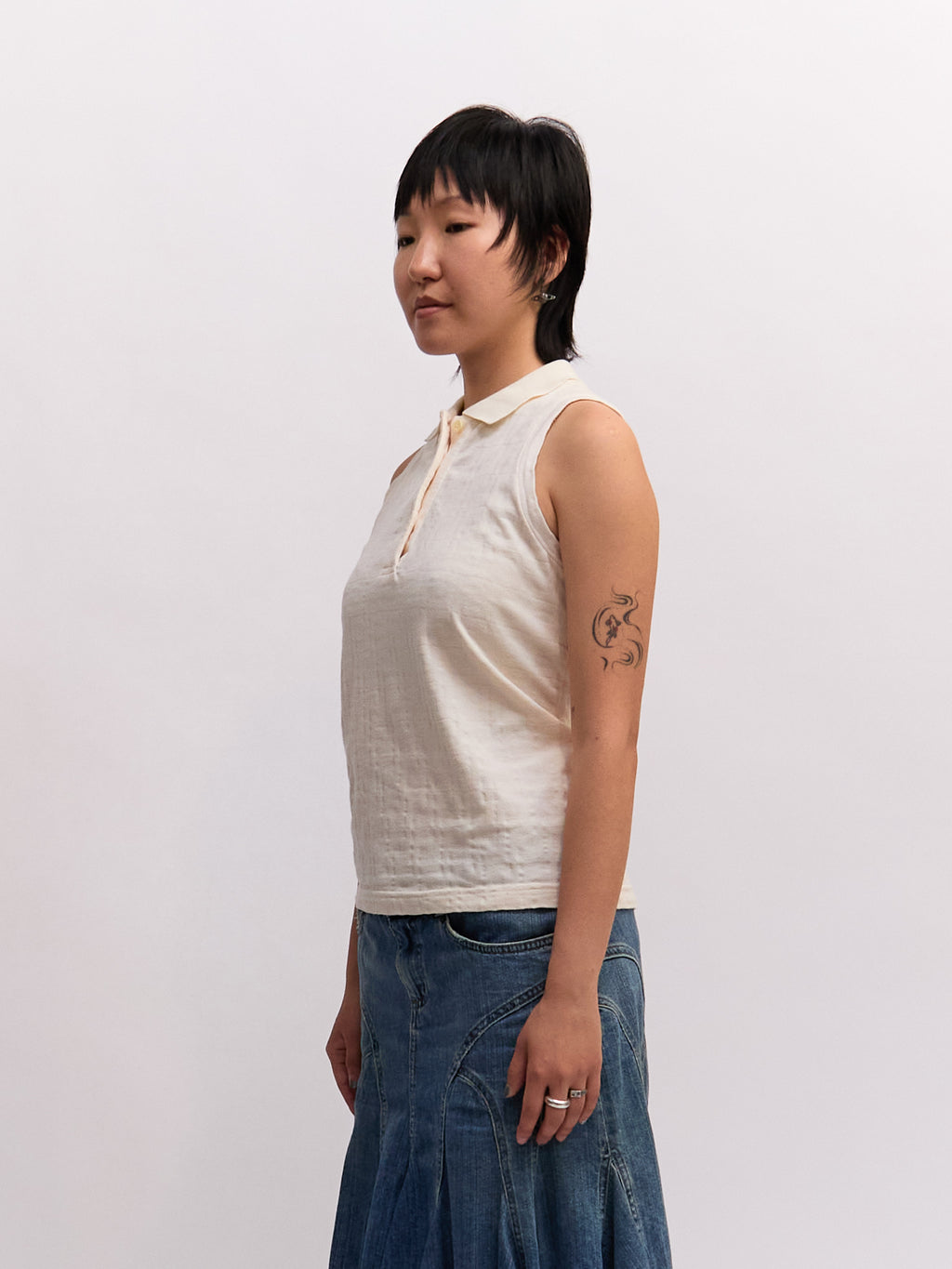 Fendi White Sleeveless Logo Polo Shirt