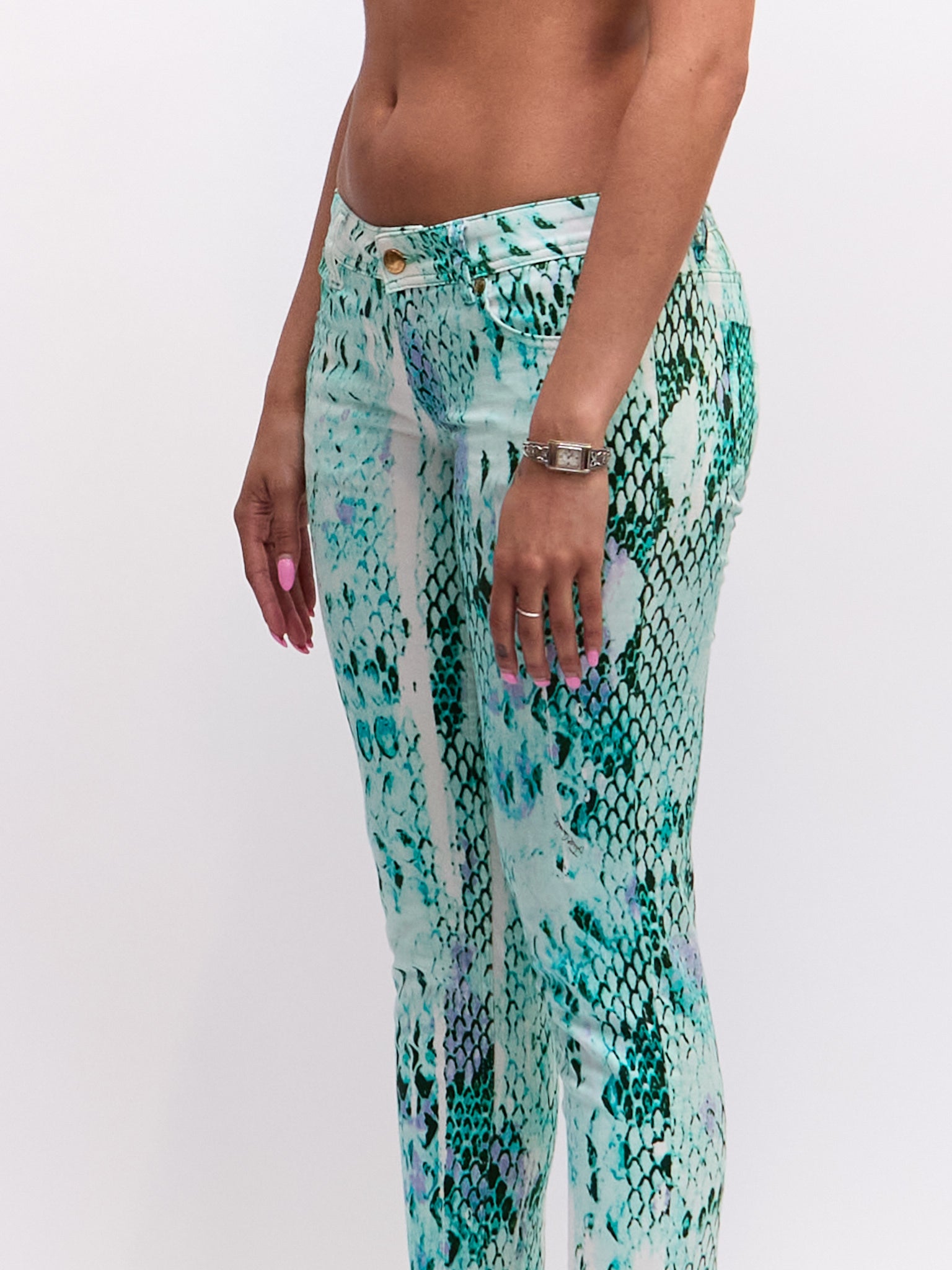 Just Cavalli Blue Python Print Jeans