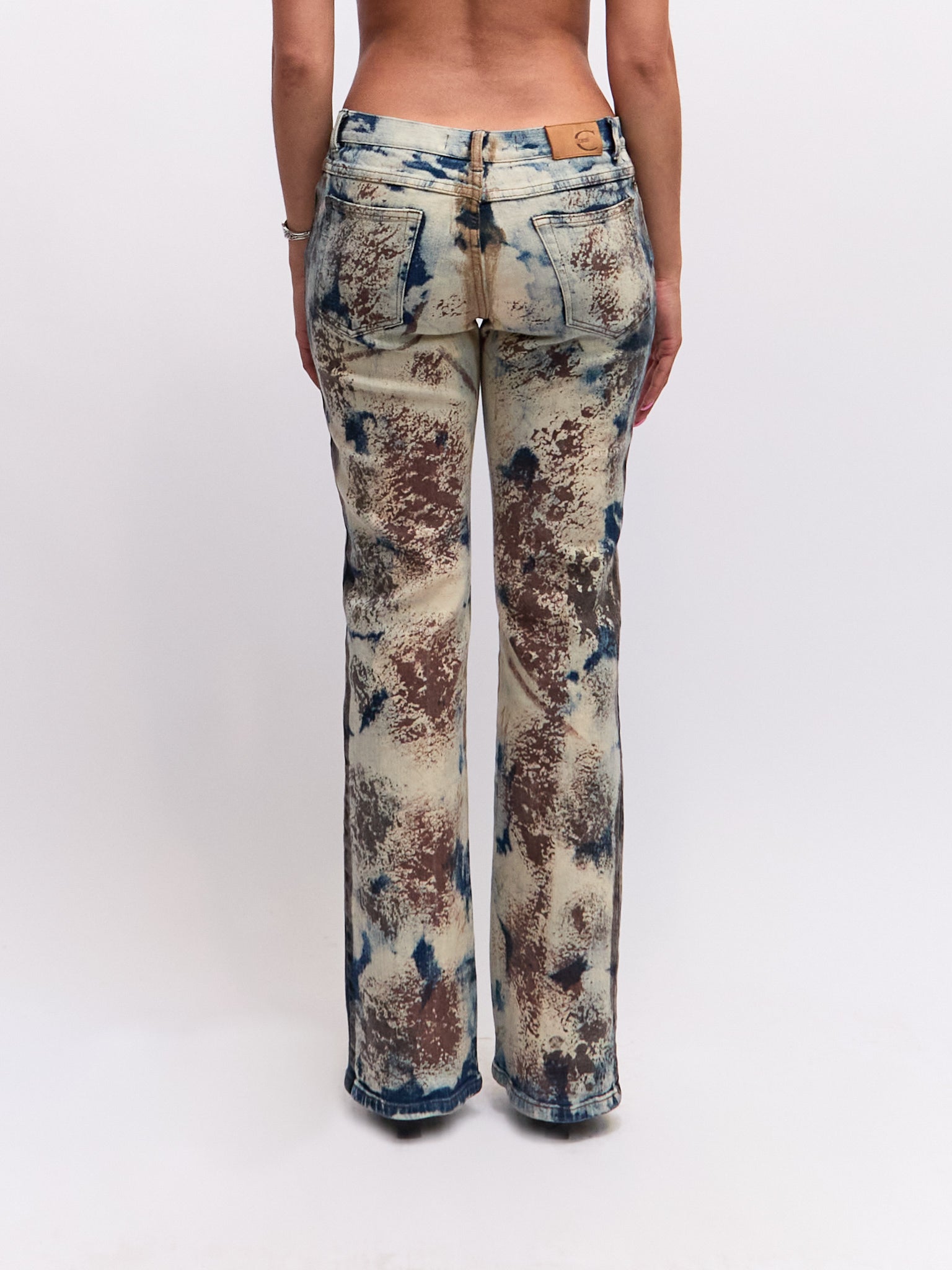 Just Cavalli Brown Blue Painted Pants