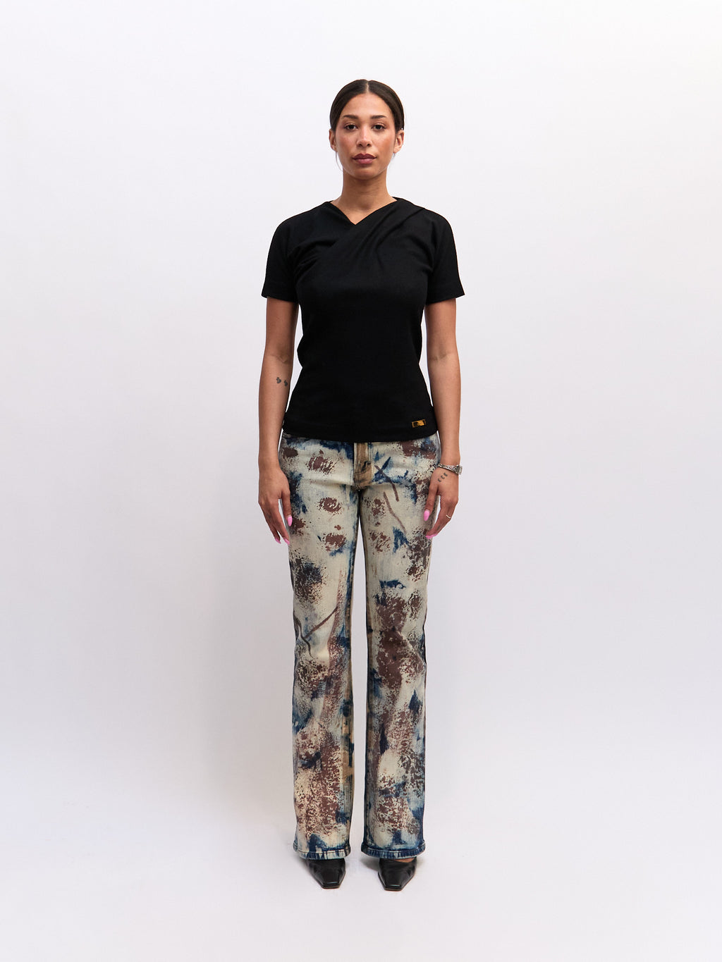 Just Cavalli Brown Blue Painted Pants