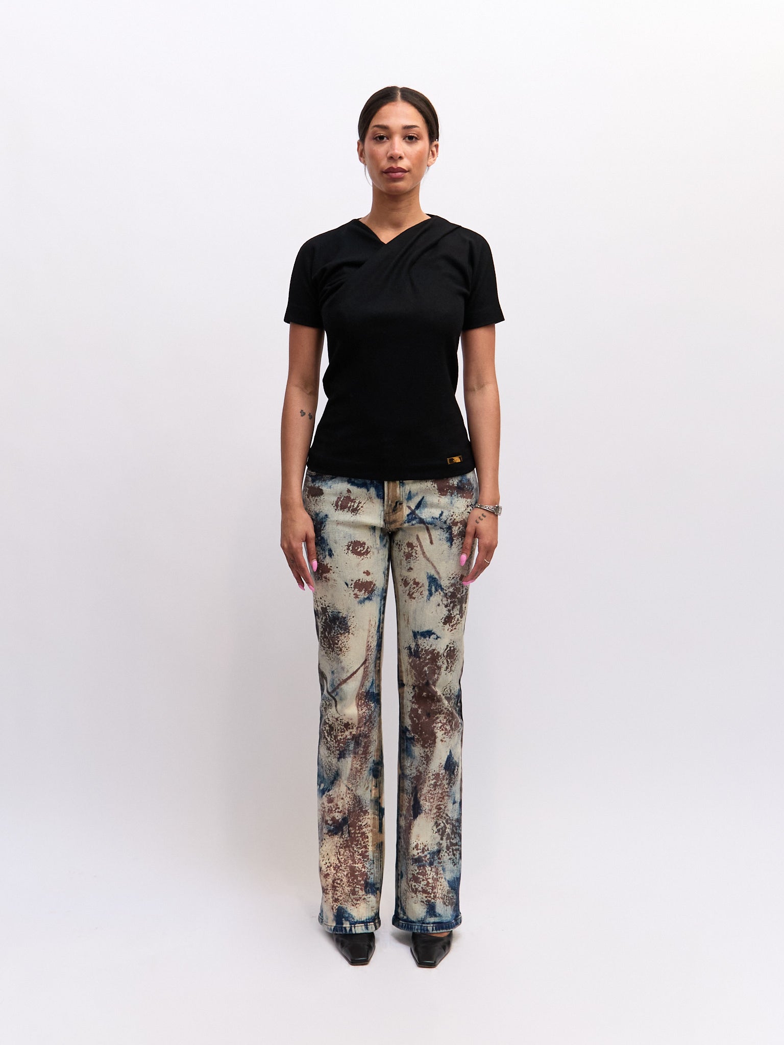 Just Cavalli Brown Blue Painted Pants