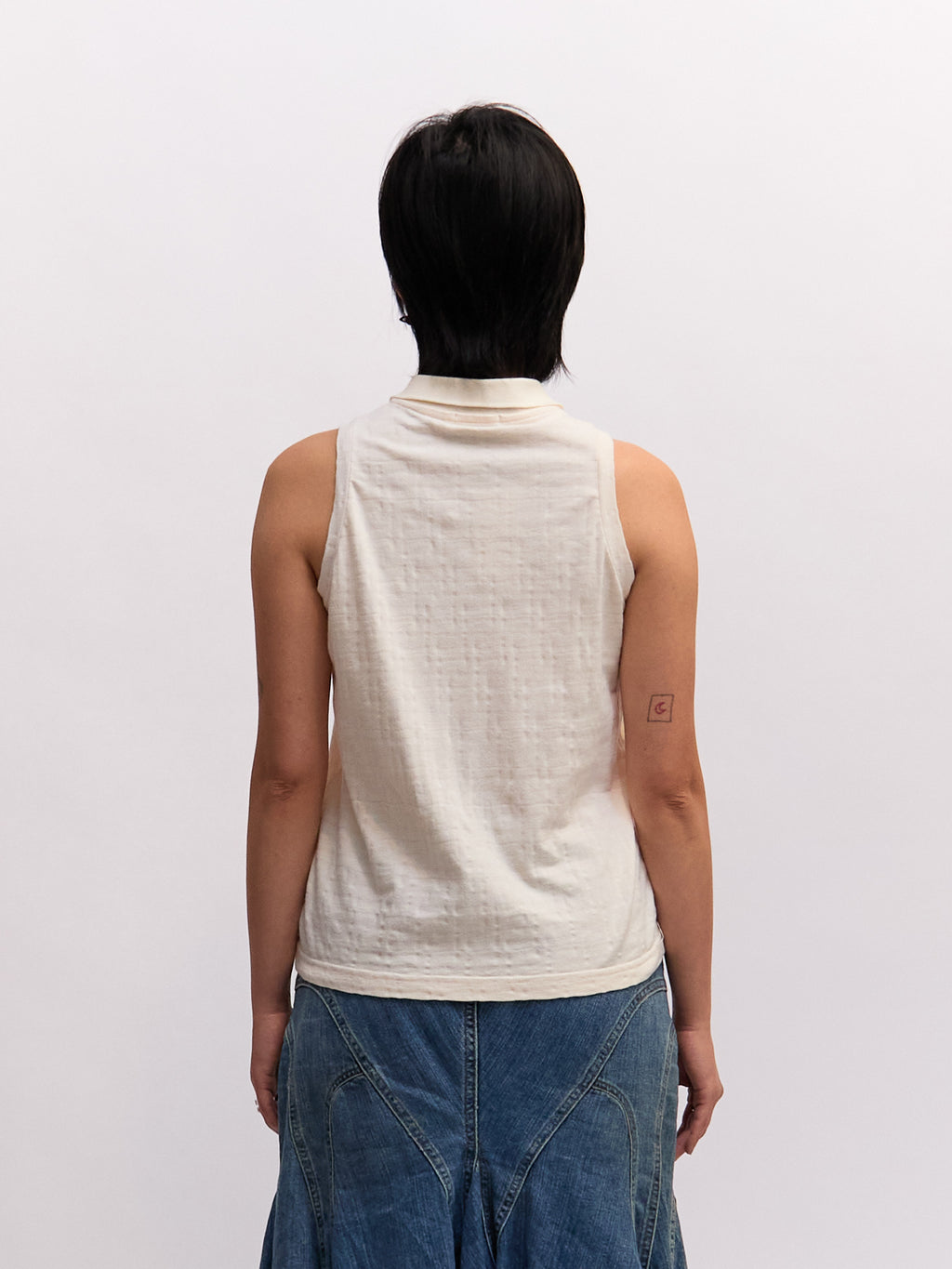 Fendi White Sleeveless Logo Polo Shirt