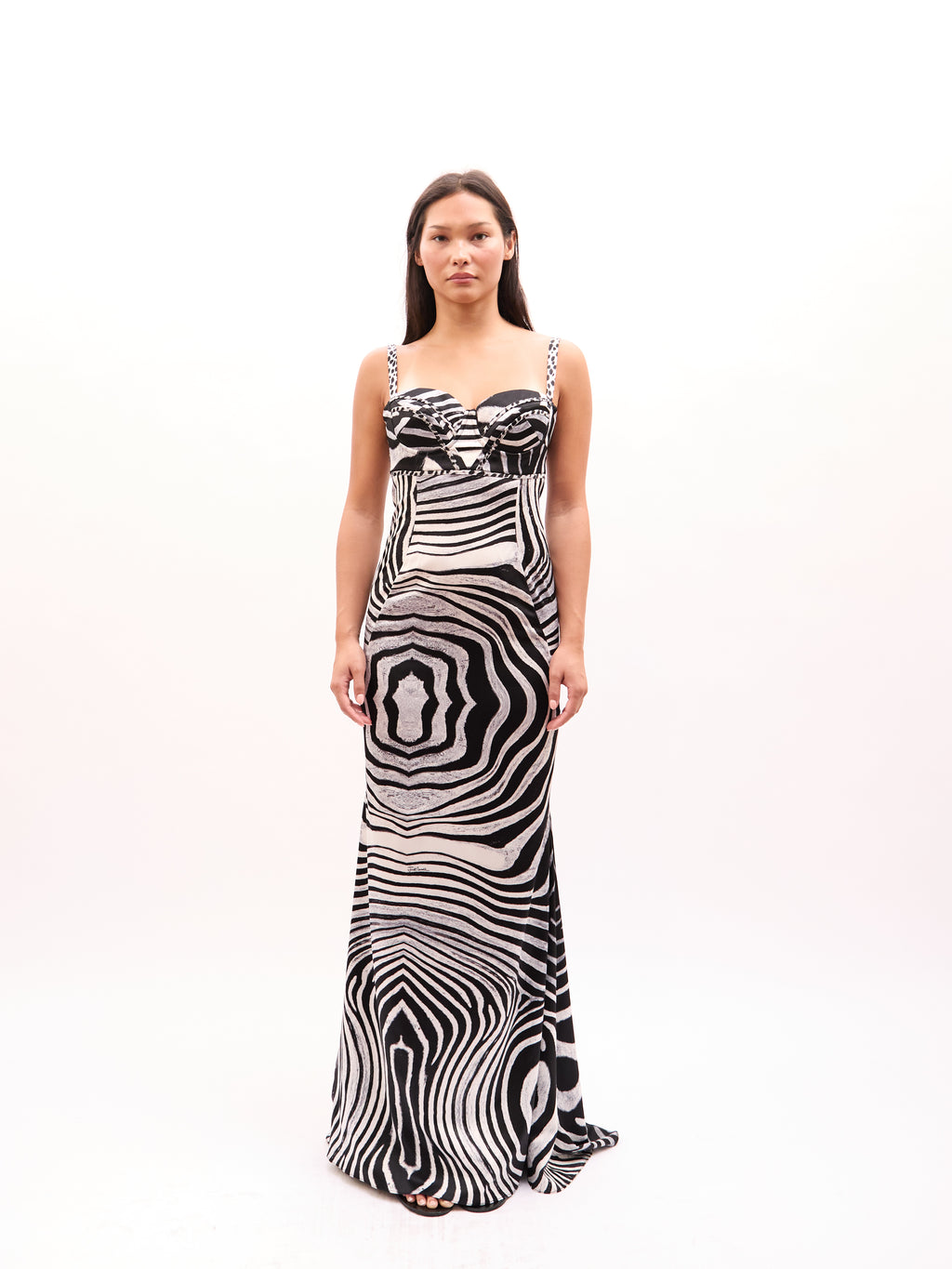 2000s Cavalli Class Black White Zebra Print Dress
