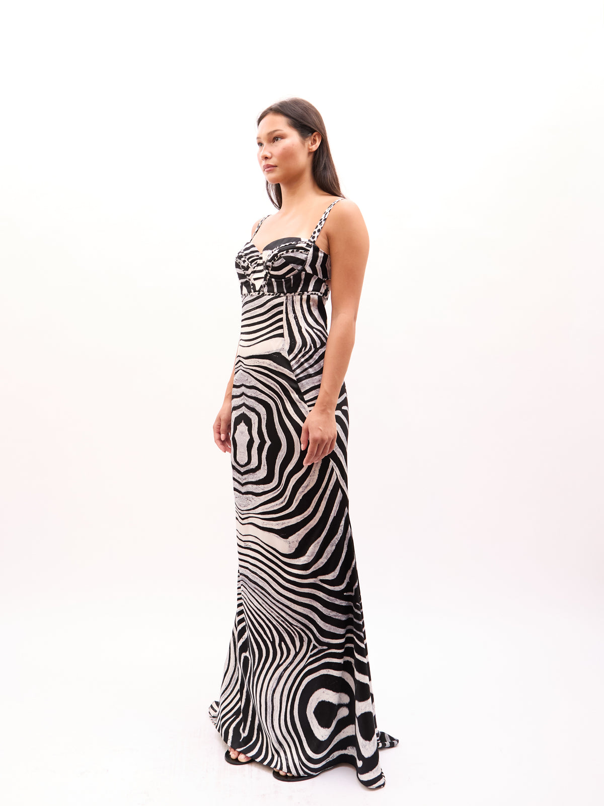 2000s Cavalli Class Black White Zebra Print Dress