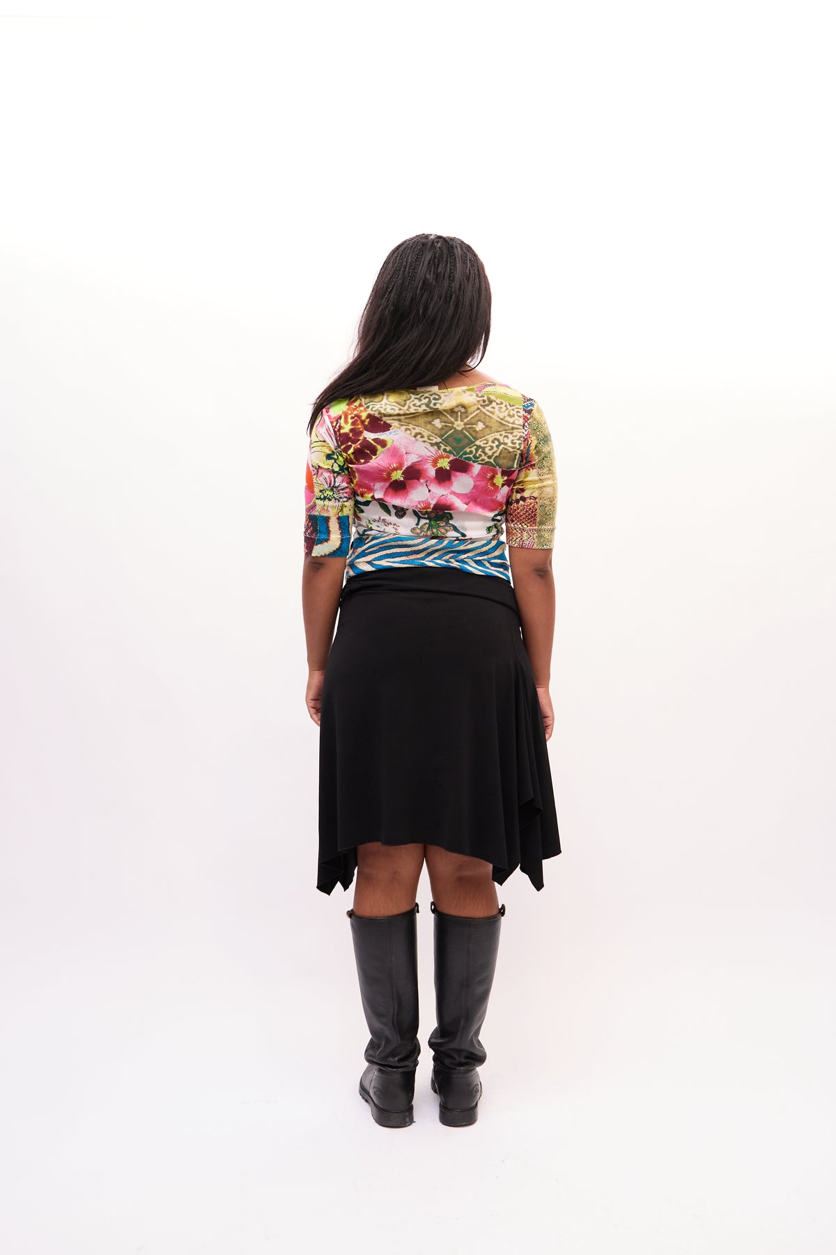 2000s Just Cavalli Yellow Multicolor Mesh Mixed Print Top