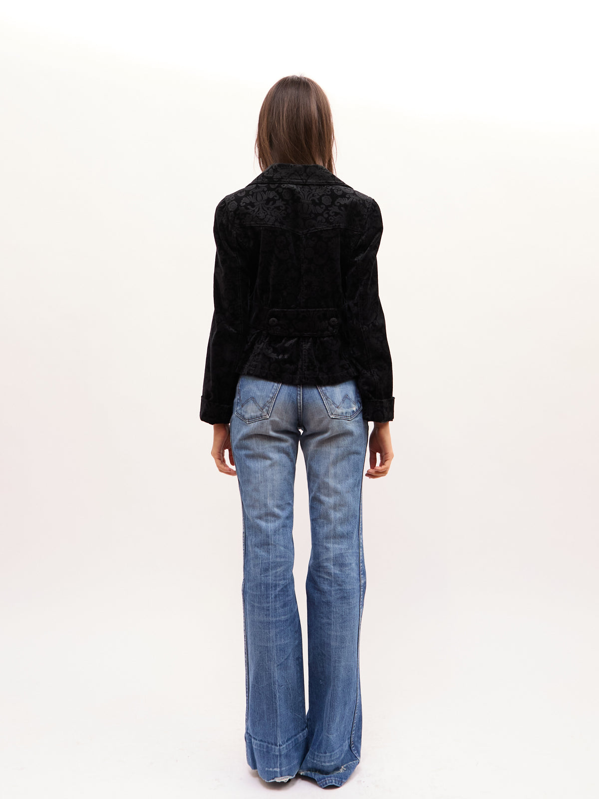 Vintage Black Floral Velvet Burnout Jacket