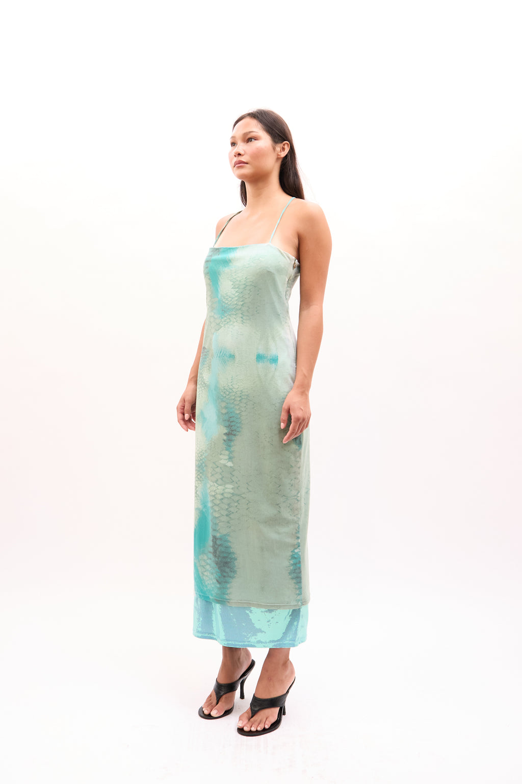 2020s Just Cavalli Turquoise Snakeprint Midi Dress