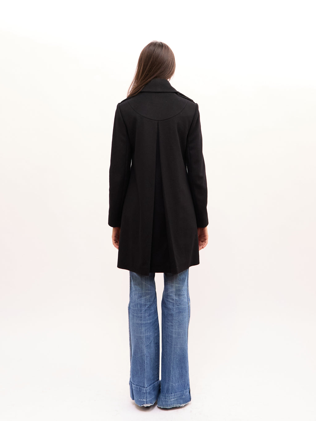 Patrizia Pepe Black Ruffle Wool Jacket