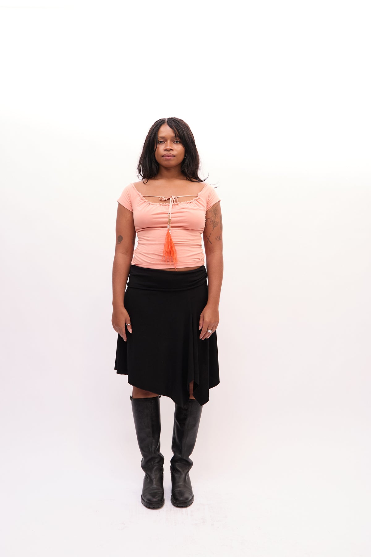 2000s Roberto Cavalli Pink Ruched Tassel Tank