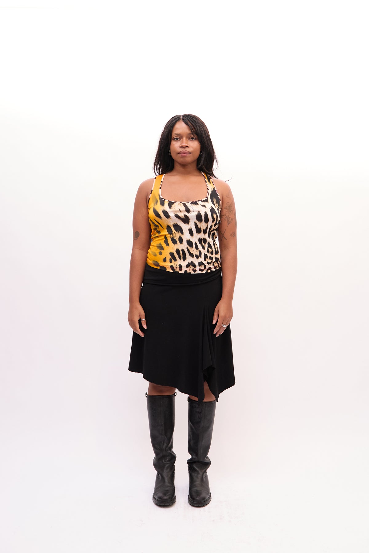 2000s Just Cavalli Yellow Leopard Print Scoop Neck Tank