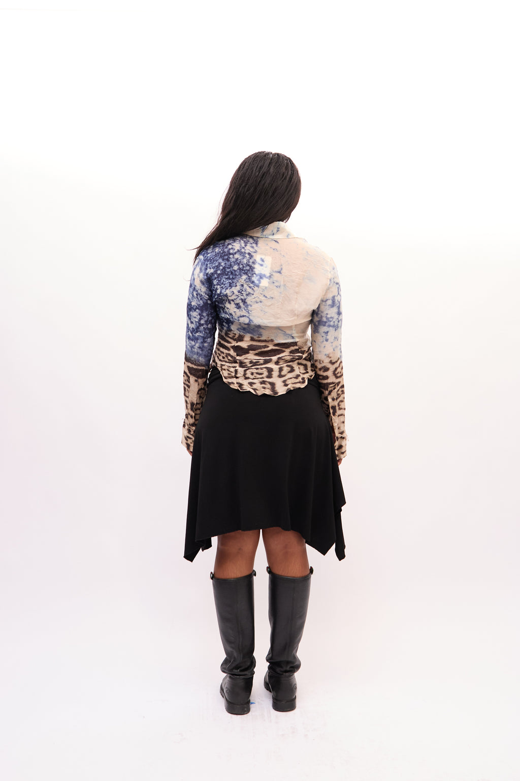 2000s Roberto Cavalli Blue Leopard Print Silk Top