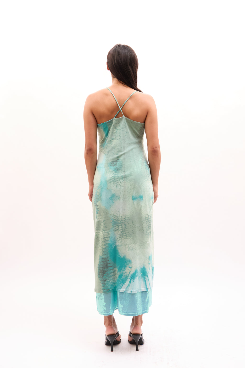 2020s Just Cavalli Turquoise Snakeprint Midi Dress