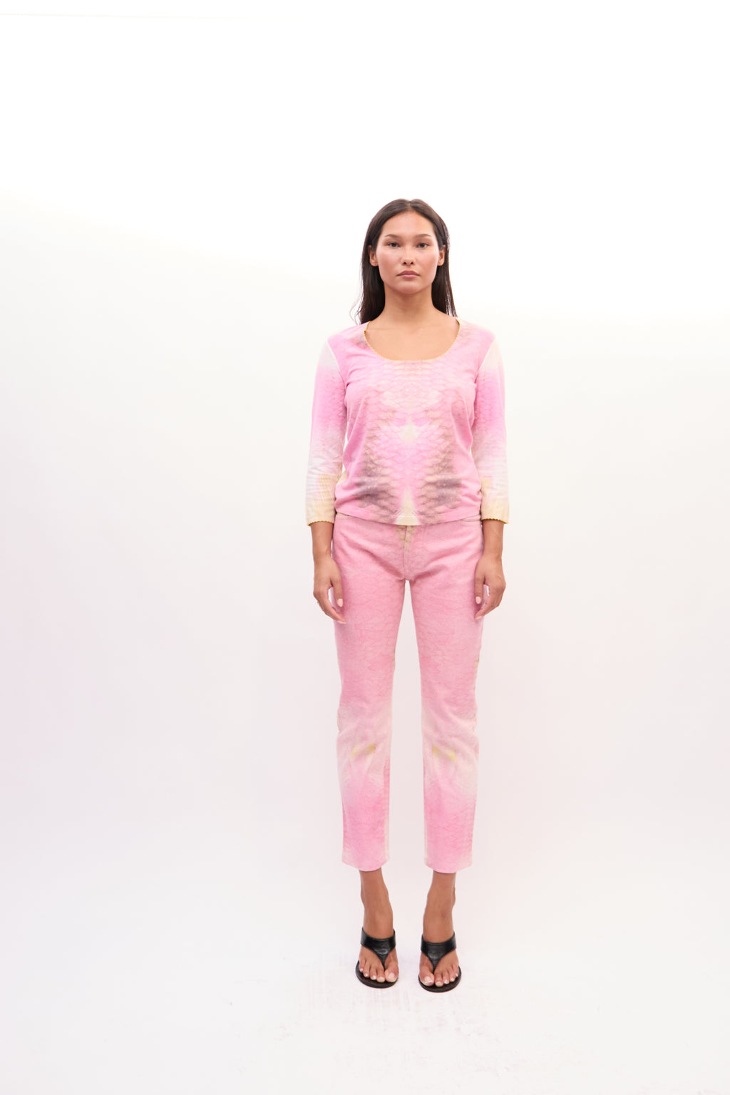 2000’s Just Cavalli Pink Snakeprint Top Jeans Set